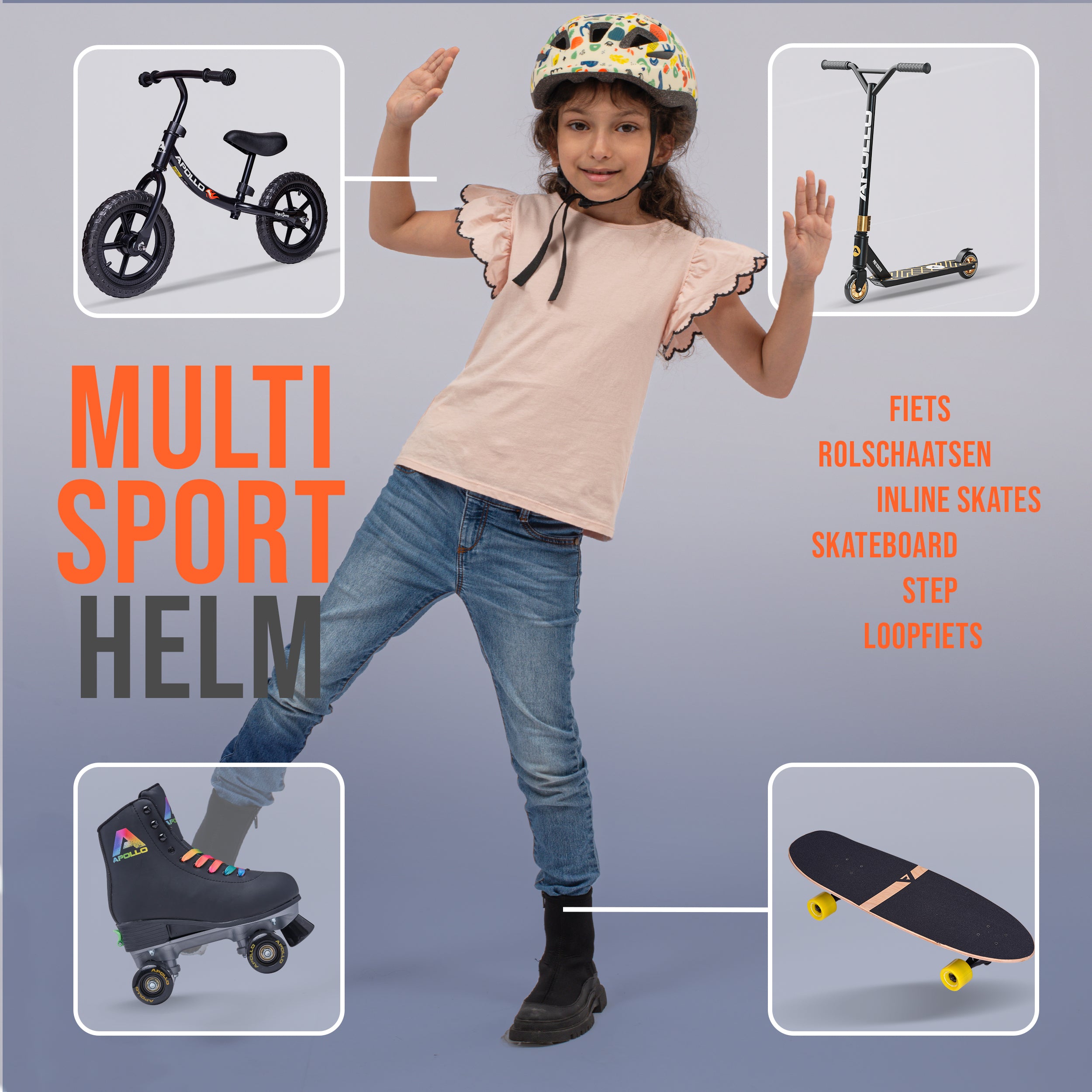 Apollo Kinder fietshelm, helm voor kinderen & tieners, multisport helm Papercraft