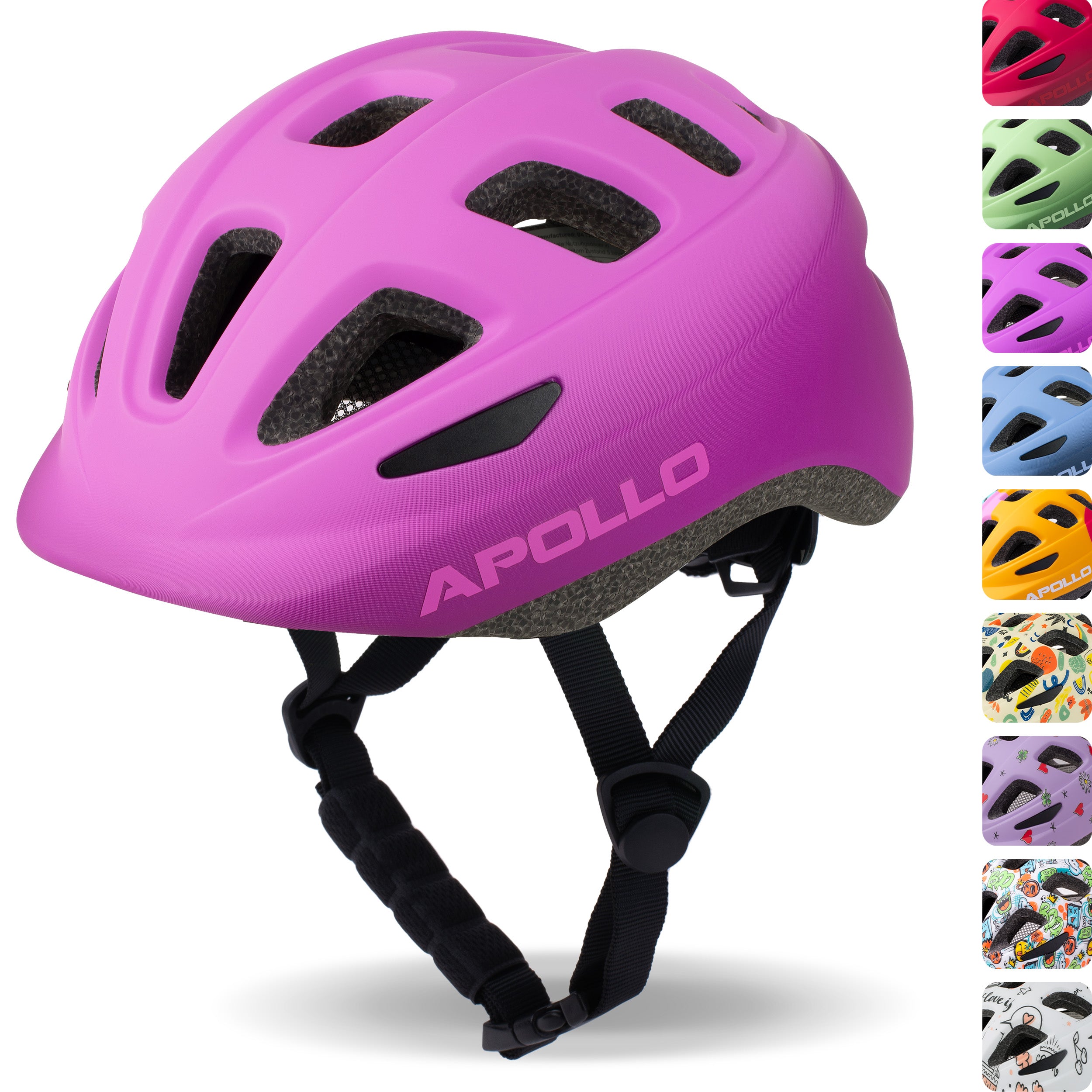 Apollo Kinder fietshelm, helm voor kinderen & tieners, multisport helm Pink Fade