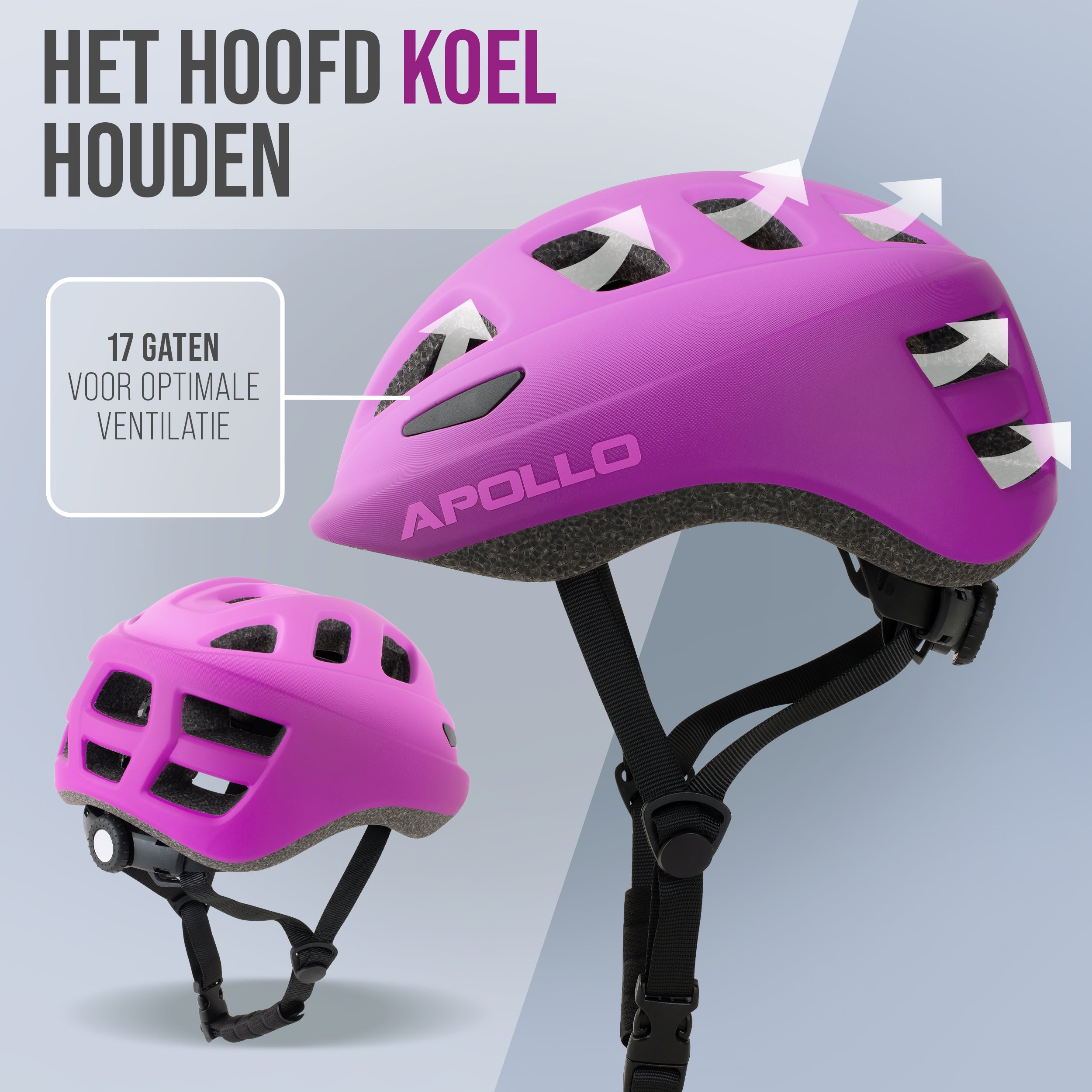 Apollo Kinder fietshelm, helm voor kinderen & tieners, multisport helm Pink Fade