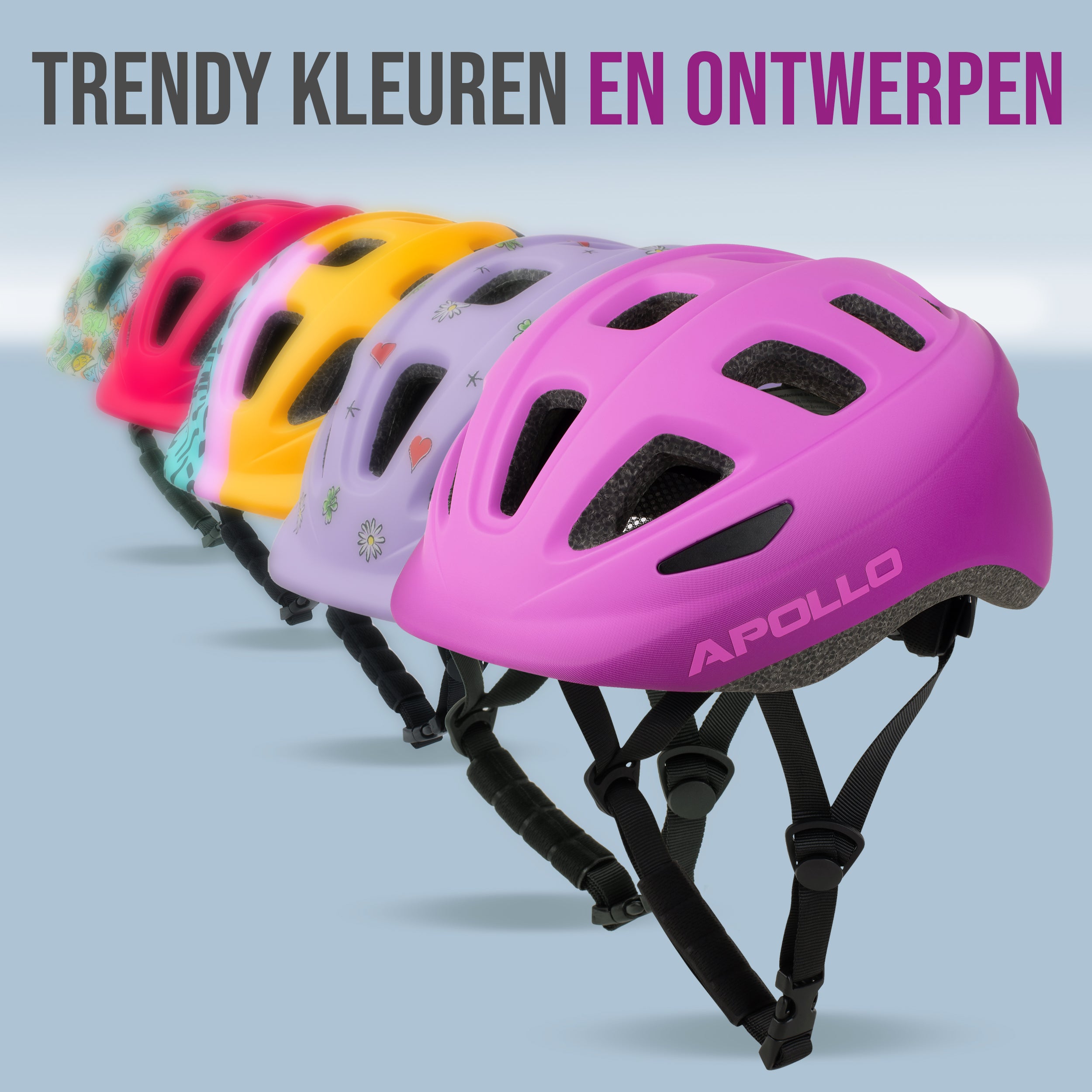 Apollo Kinder fietshelm, helm voor kinderen & tieners, multisport helm Pink Fade