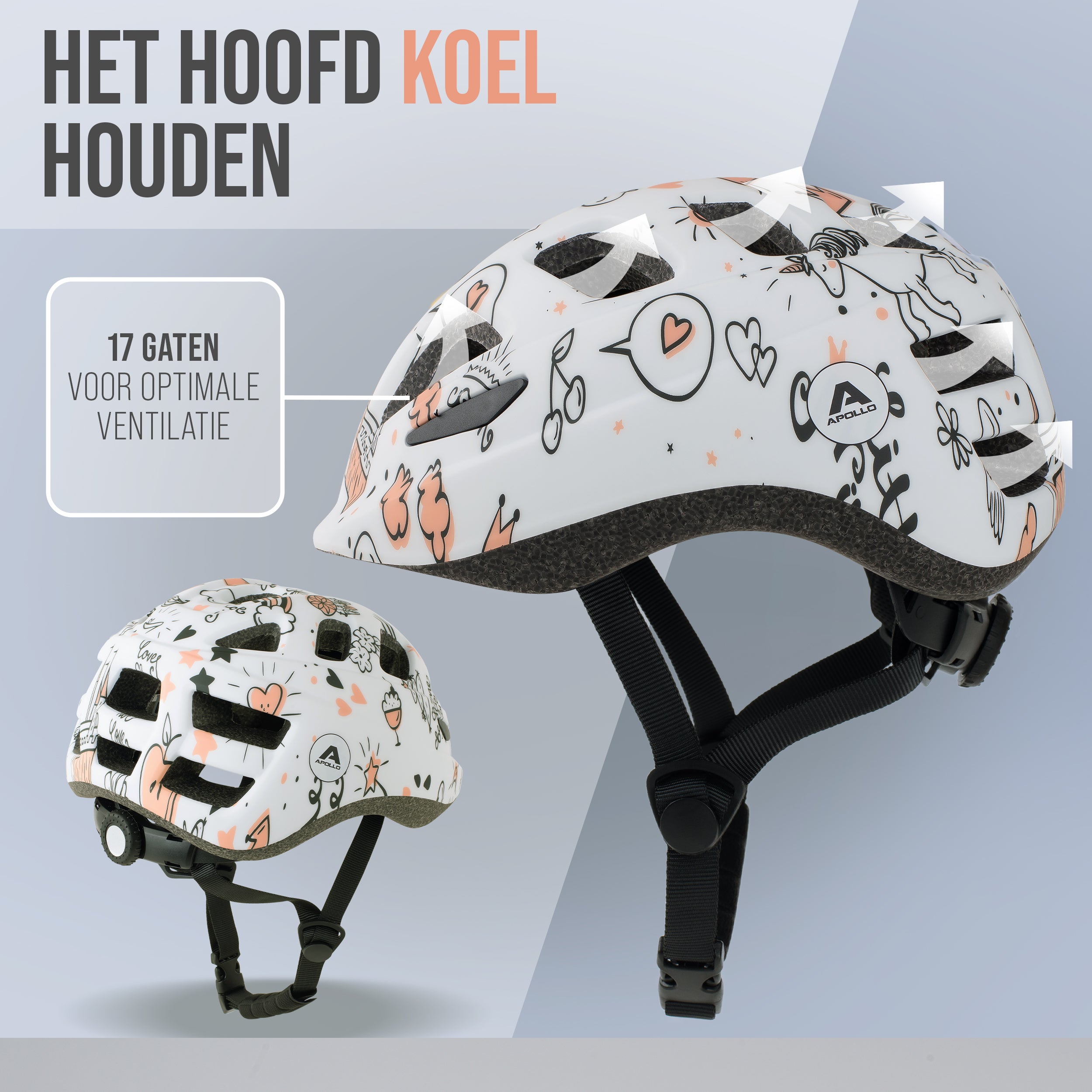 Apollo Kinder fietshelm, helm voor kinderen & tieners, multisport helm Fairytale