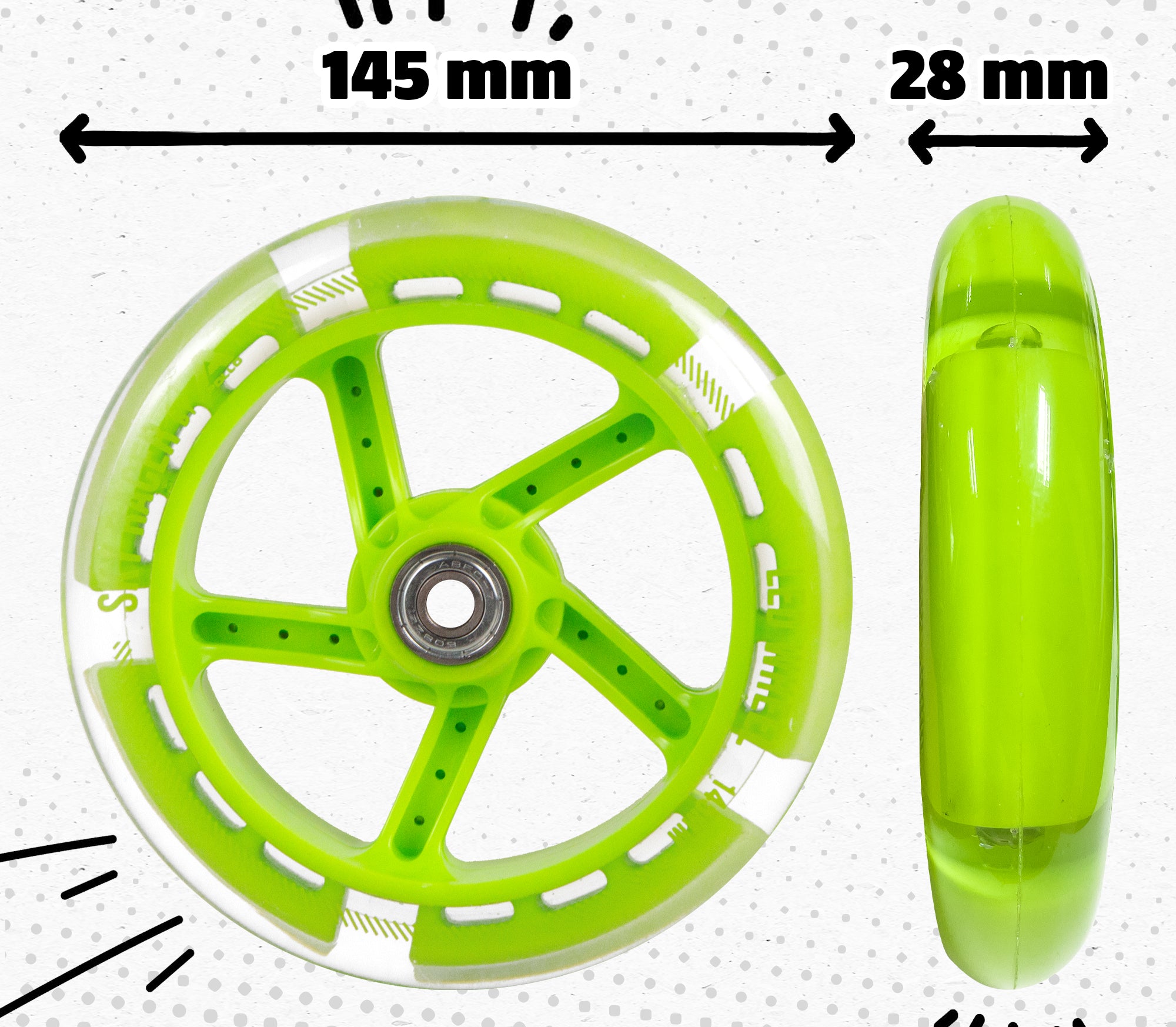 Apollo Vervangingswielenset voor Skyracer - 145 mm wielenset Groen