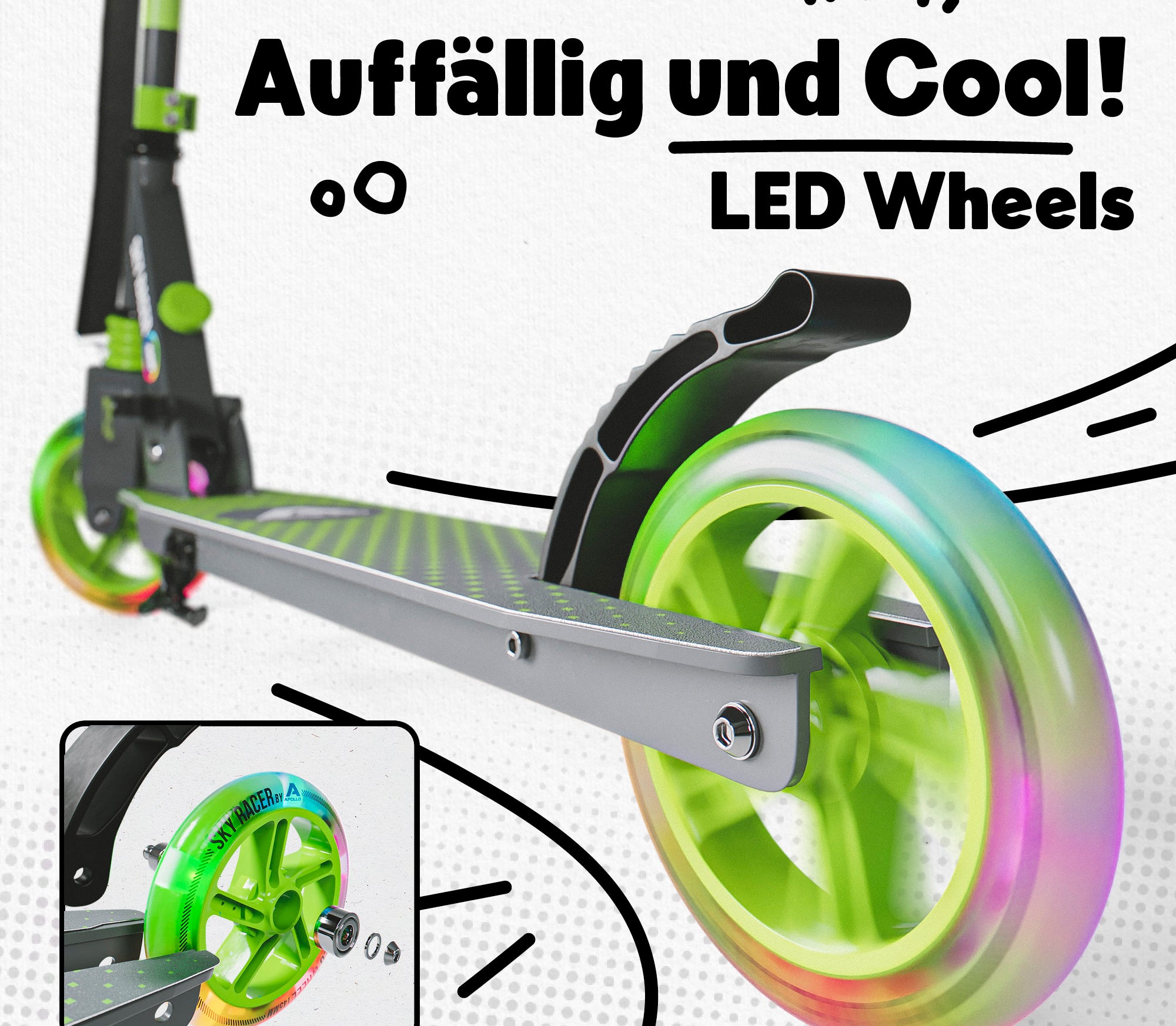 Apollo Vervangingswielenset voor Skyracer - 145 mm wielenset Groen
