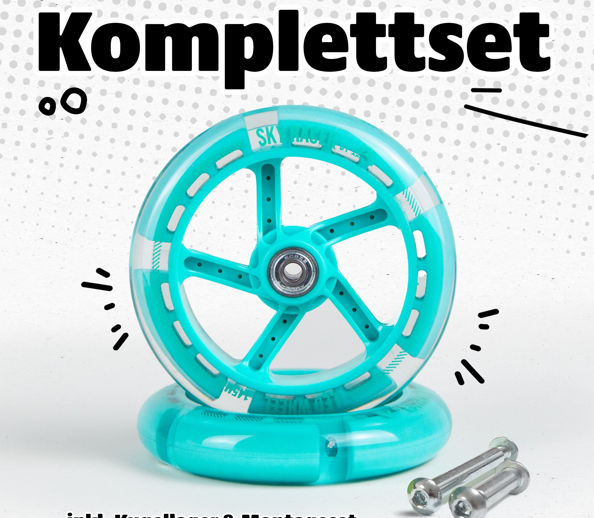 Apollo Vervangingswielenset voor Skyracer - 145 mm wielenset Mint