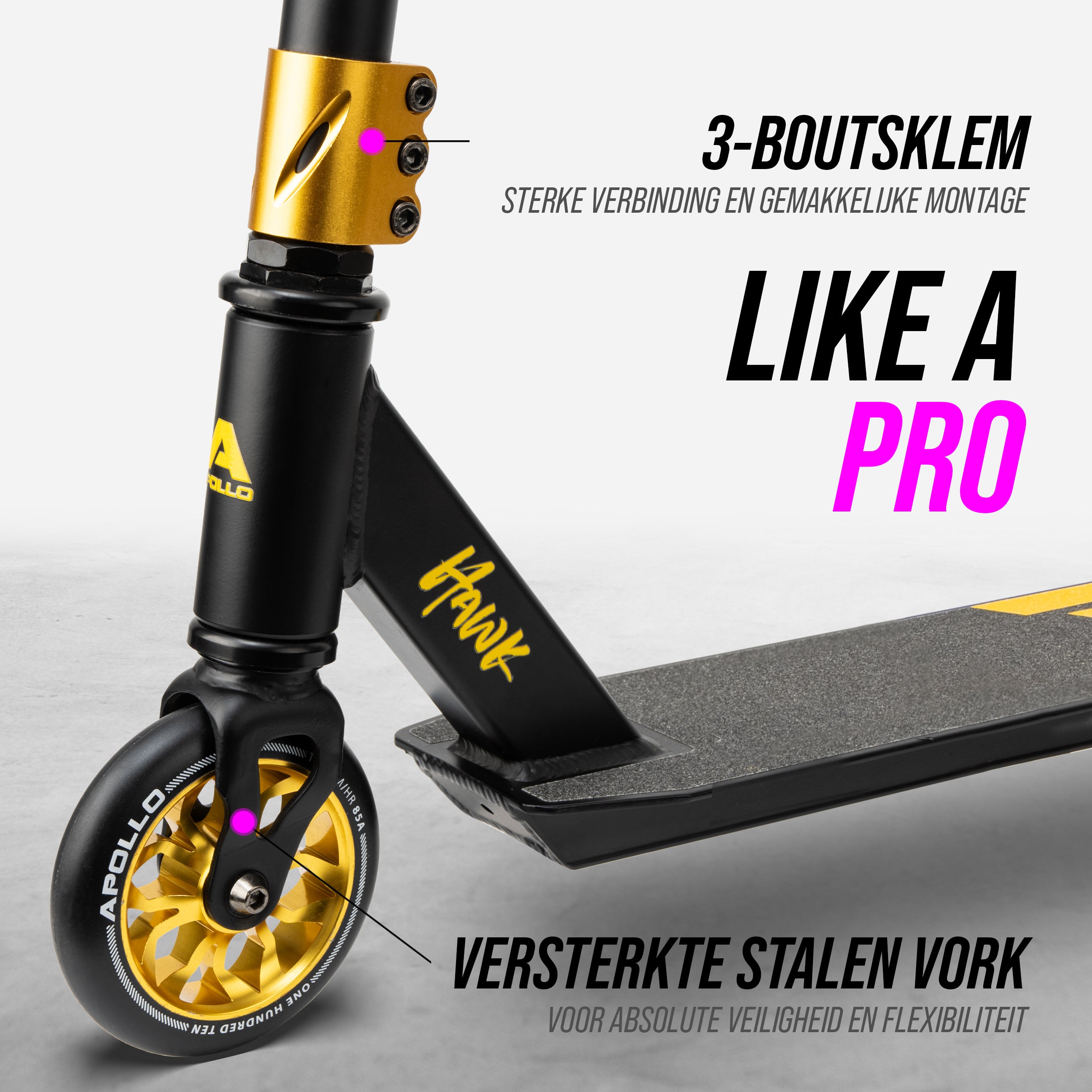 Apollo Apollo Stunt Step "Hawk" - Freestyle Kickstep Black Gold