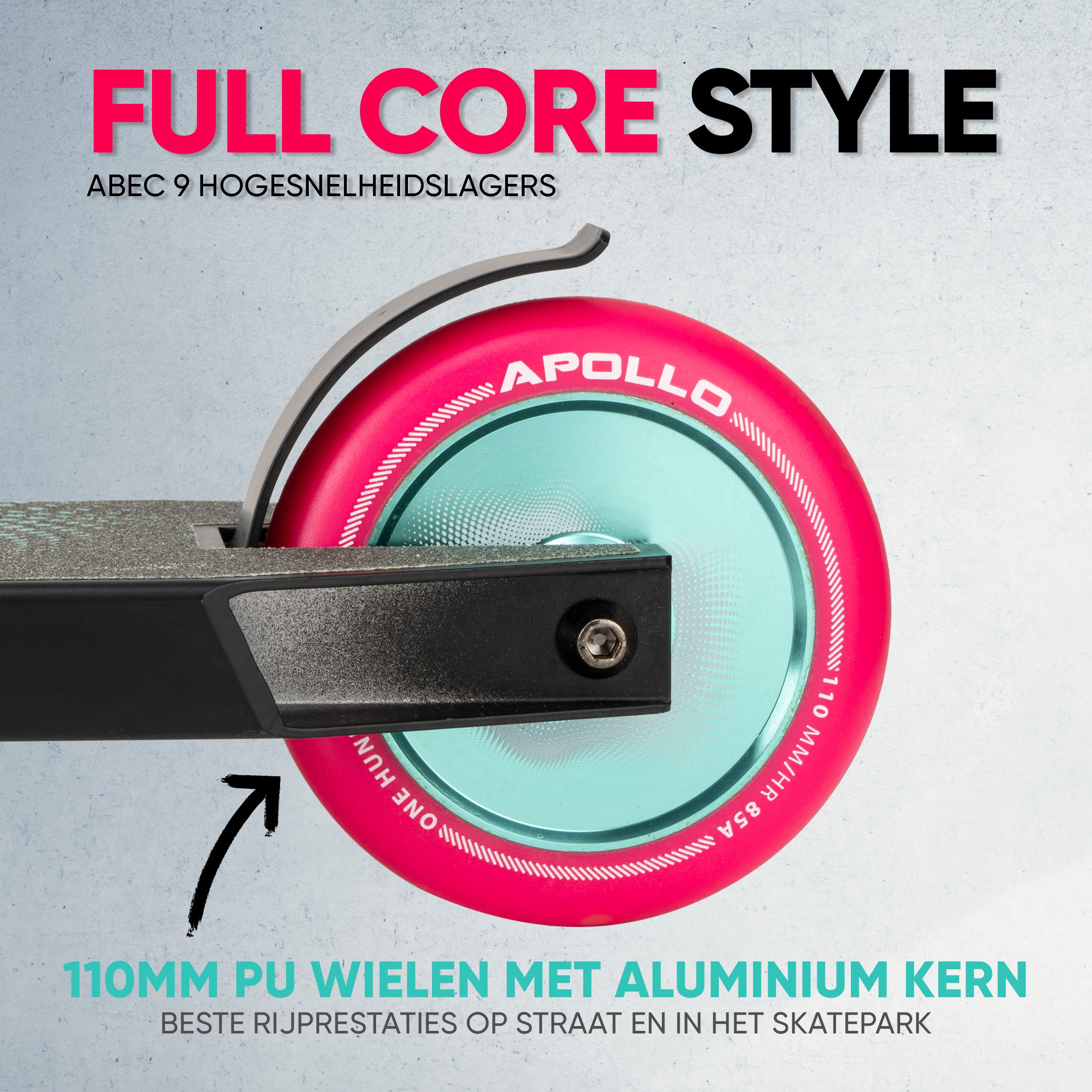 Apollo Stuntstep 'Eagle' - geanodiseerde professionele stuntstep met ABEC9 lagers Zwart Turquoise Roze