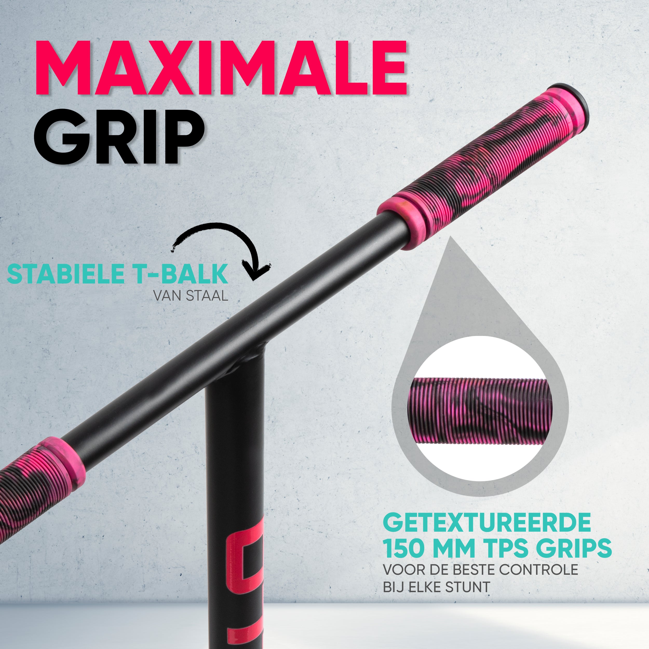 Apollo Stuntstep 'Eagle' - geanodiseerde professionele stuntstep met ABEC9 lagers Zwart Turquoise Roze