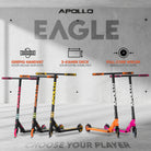 Apollo Stuntstep 'Eagle' - geanodiseerde professionele stuntstep met ABEC9 lagers Zwart Oranje