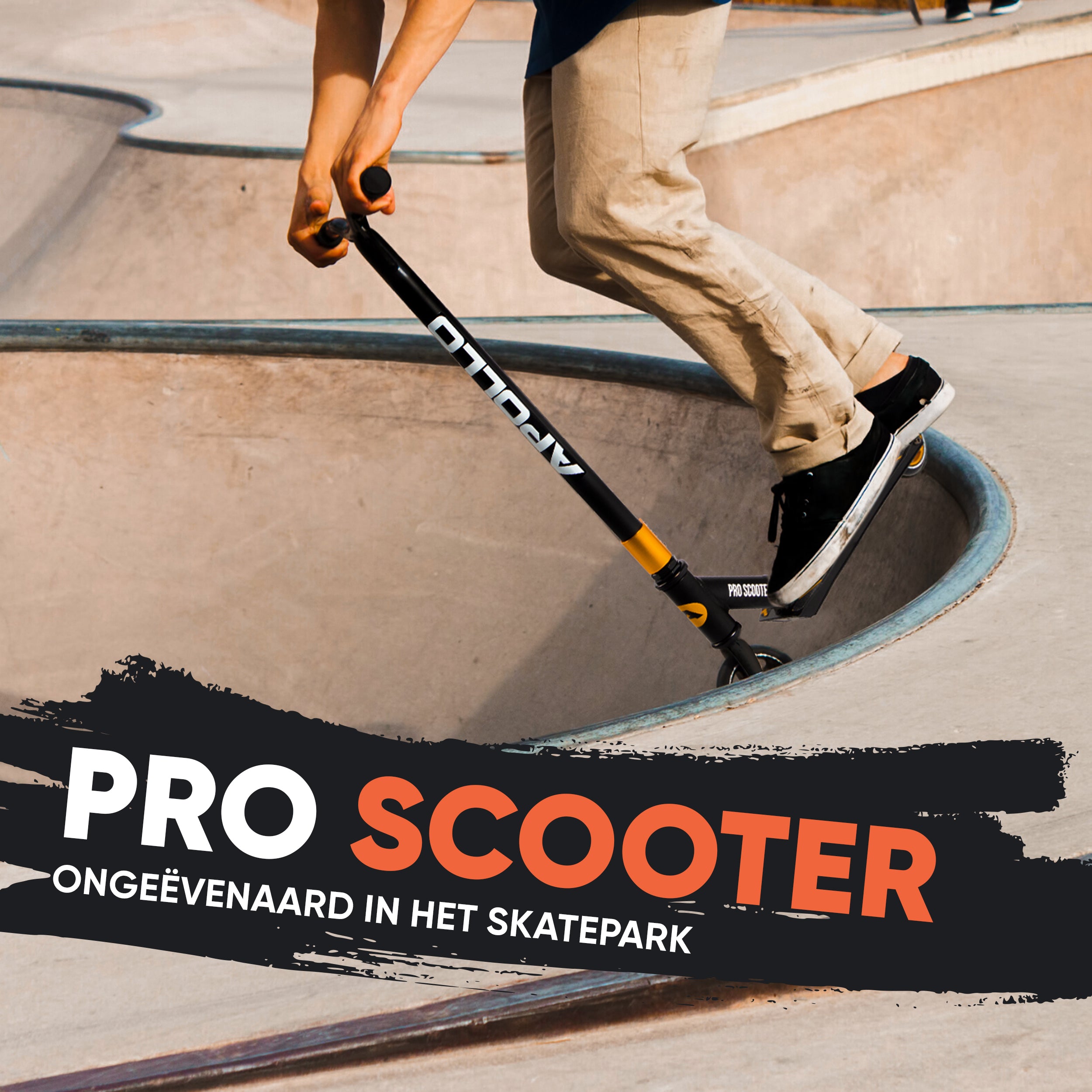 Apollo Stuntstep 'Eagle' - geanodiseerde professionele stuntstep met ABEC9 lagers Zwart Oranje