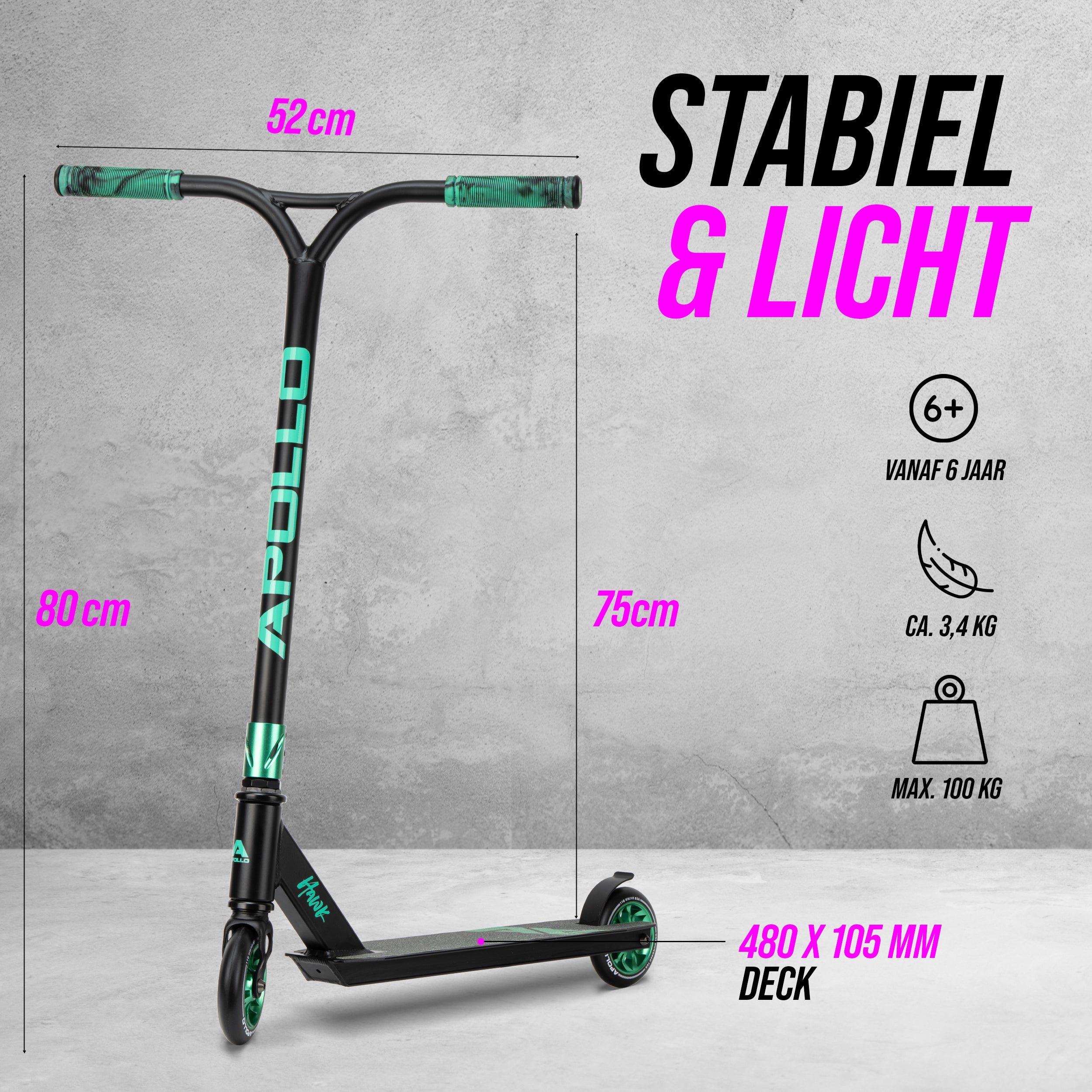 Apollo Apollo Stunt Step "Hawk" - Freestyle Kickstep Black Ocean