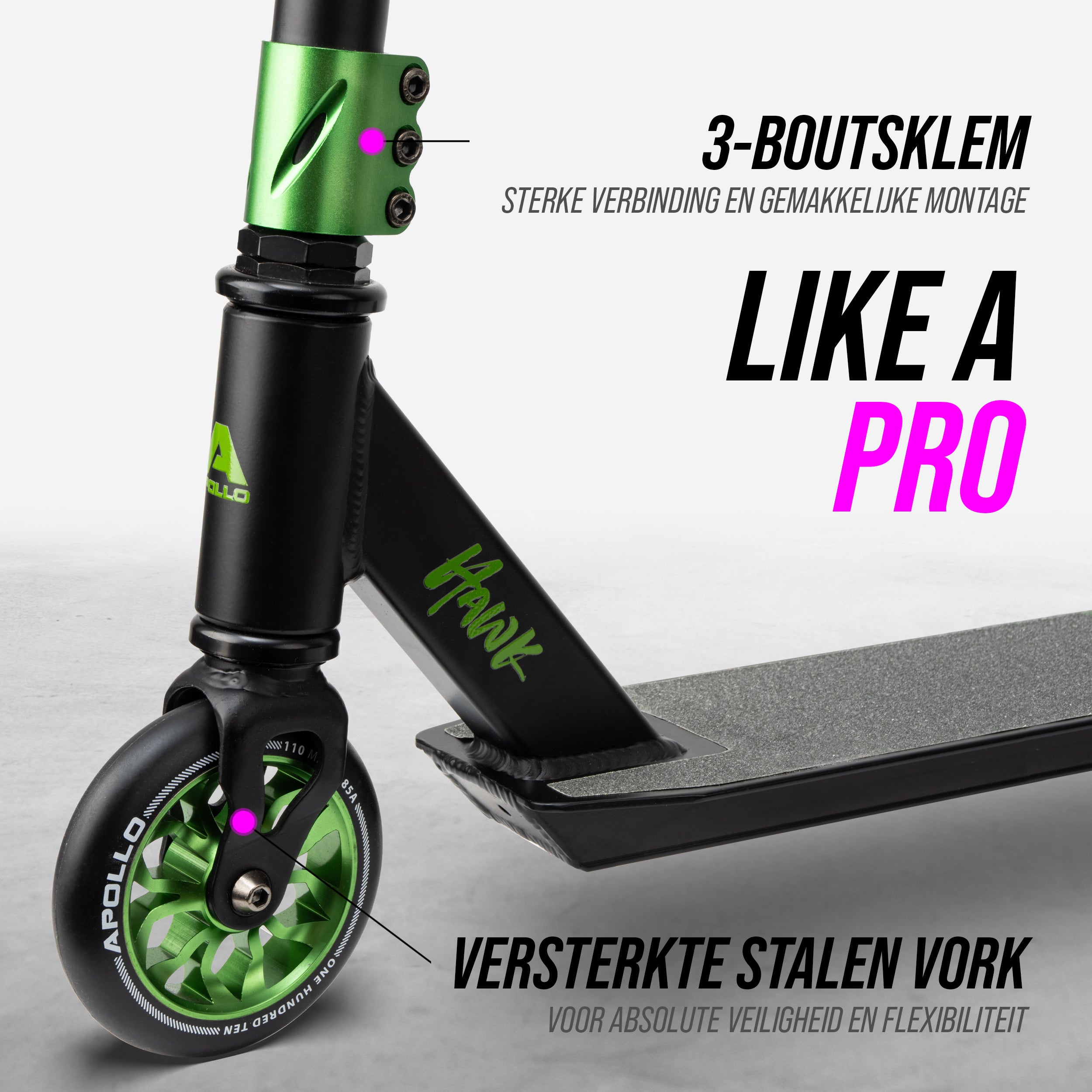 Apollo Apollo Stunt Step "Hawk" - Freestyle Kickstep Black Green