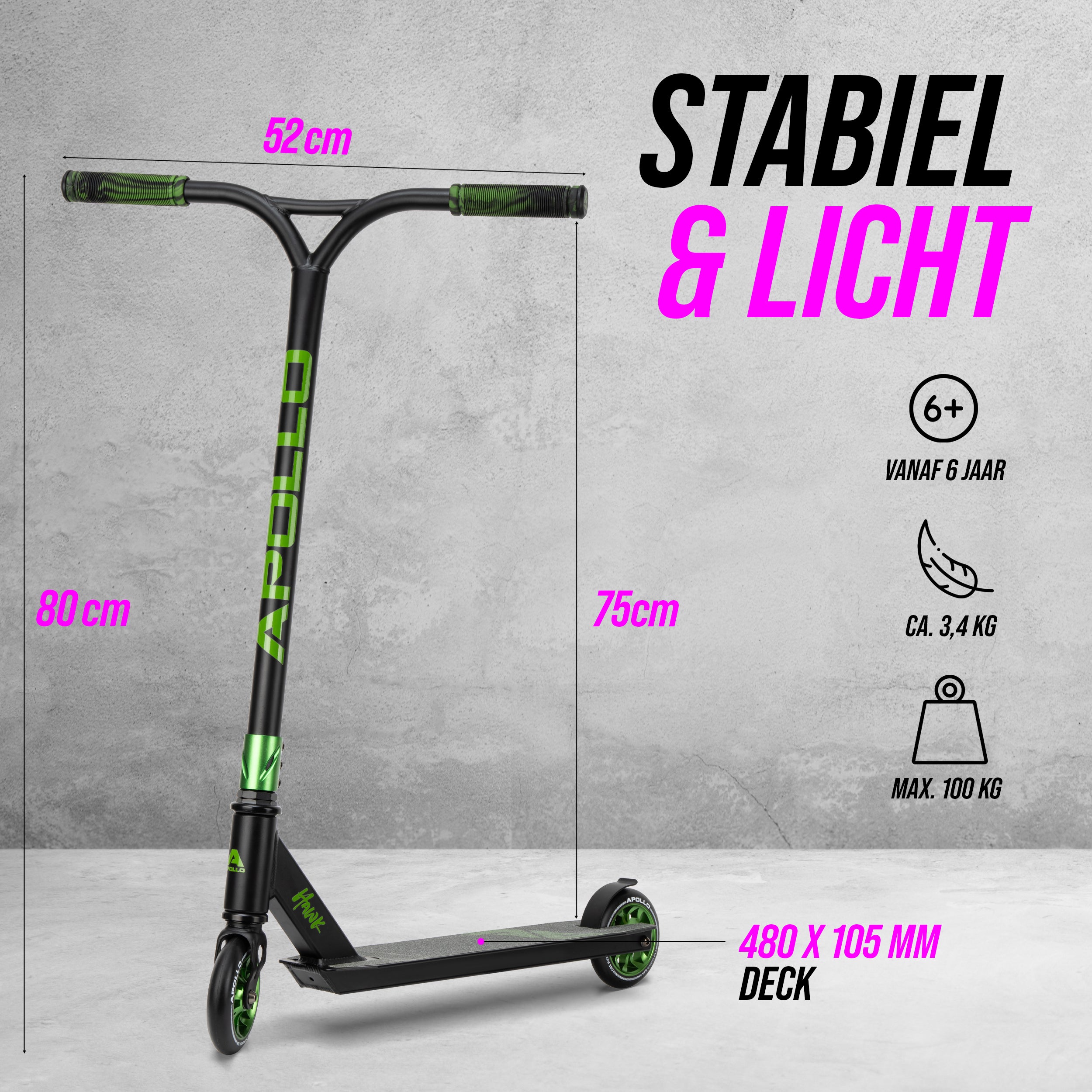 Apollo Apollo Stunt Step "Hawk" - Freestyle Kickstep Black Green