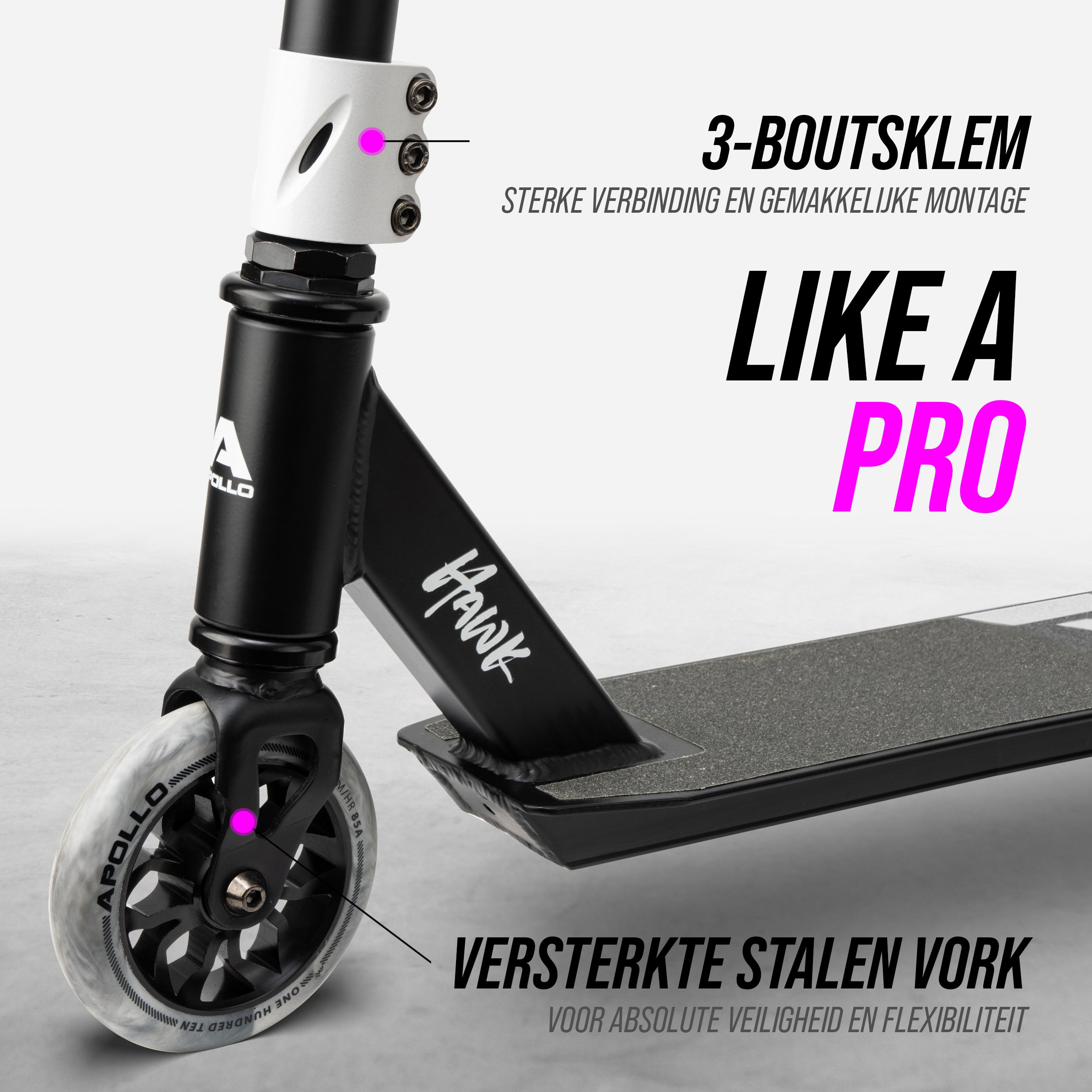 Apollo Apollo Stunt Step "Hawk" - Freestyle Kickstep Black White