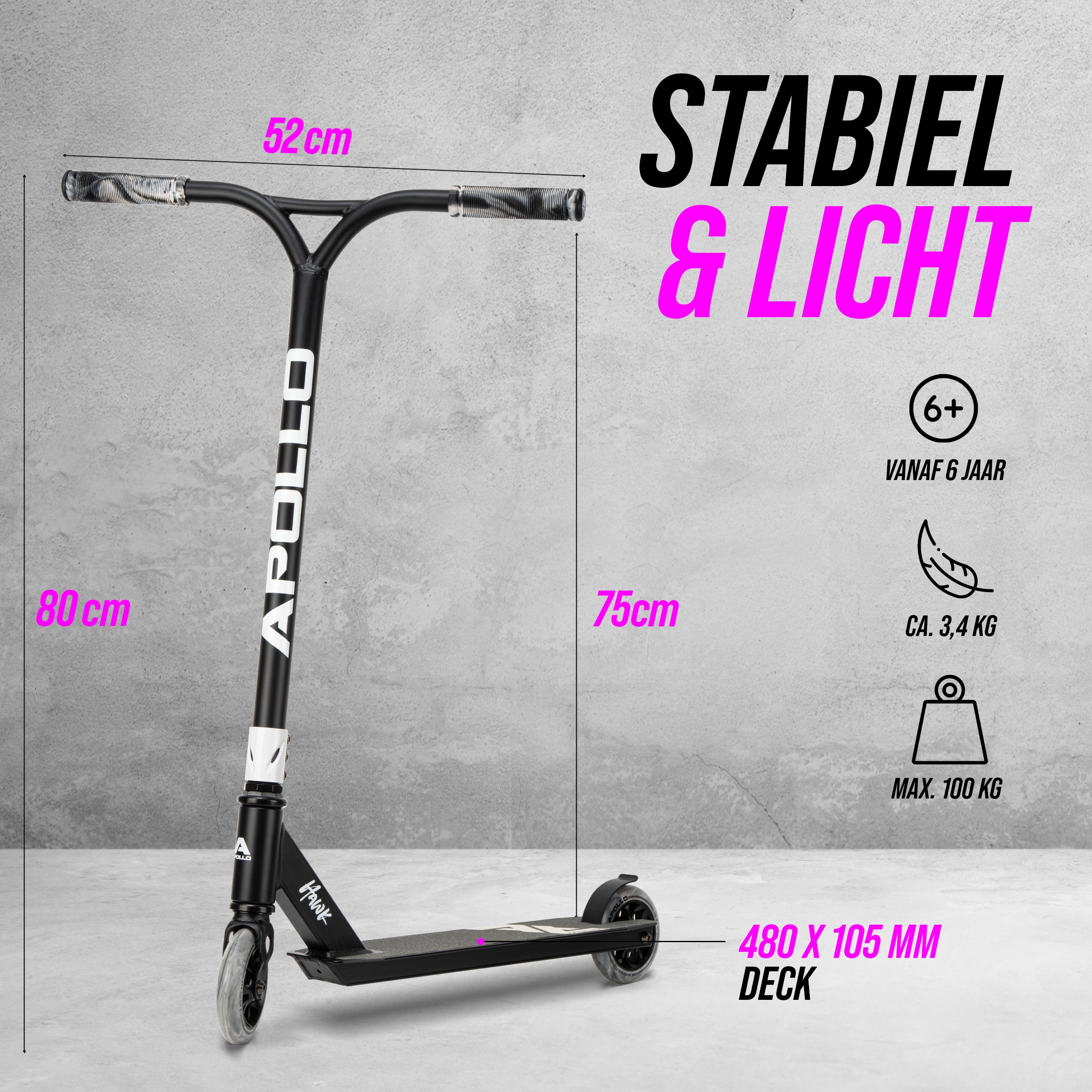 Apollo Apollo Stunt Step "Hawk" - Freestyle Kickstep Black White