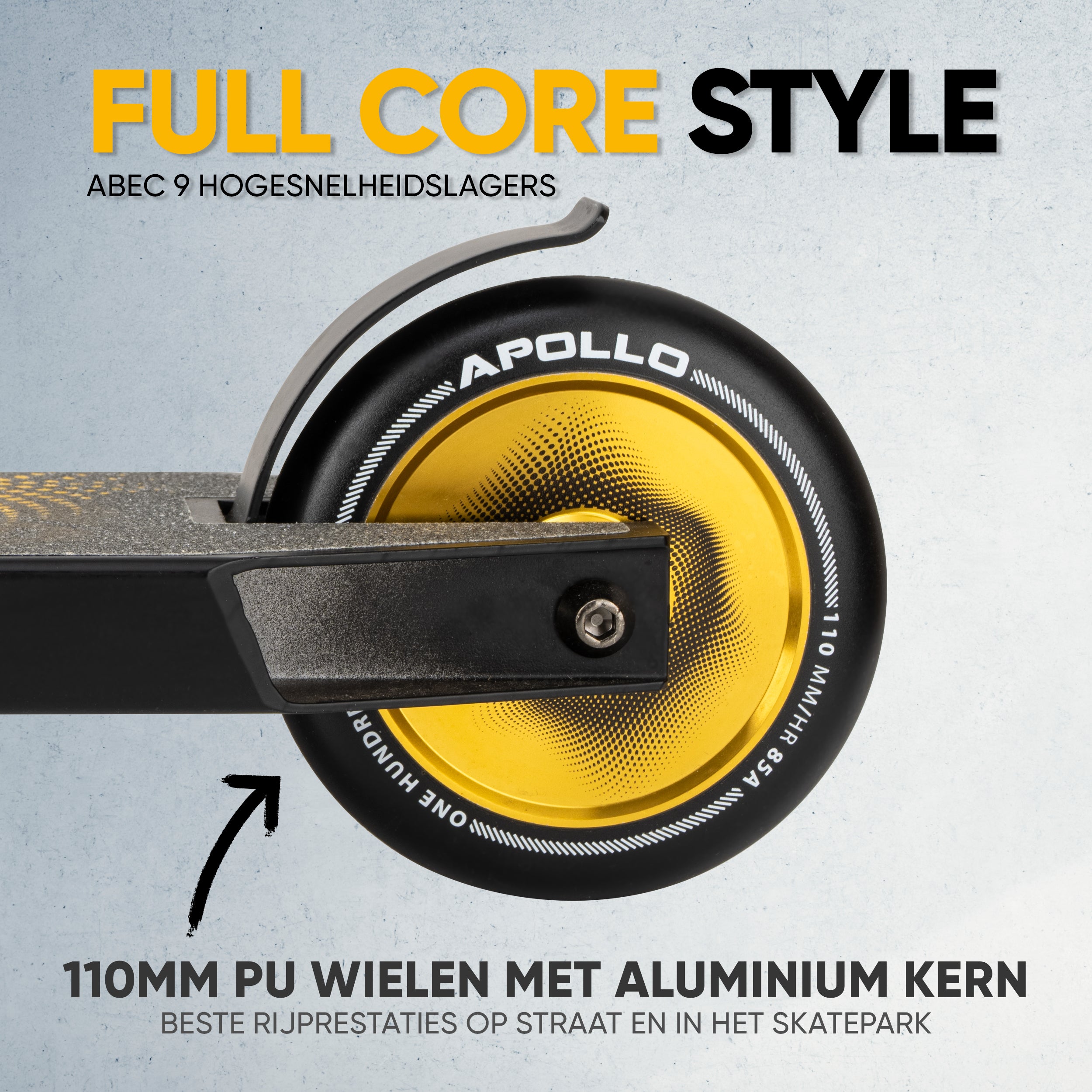 Apollo Stuntstep 'Eagle' - geanodiseerde professionele stuntstep met ABEC9 lagers Zwart Goud