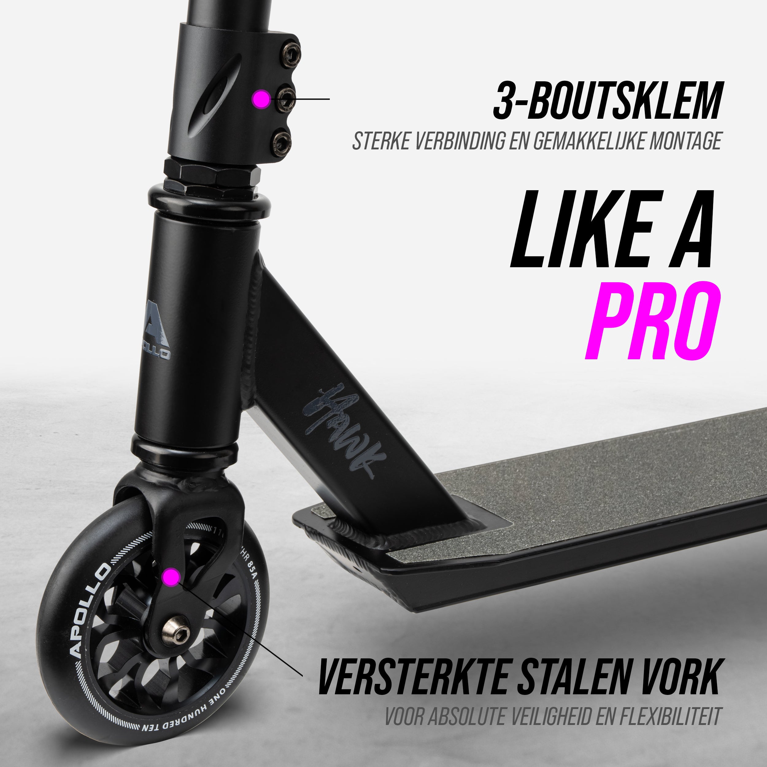 Apollo Apollo Stunt Step "Hawk" - Freestyle Kickstep Black