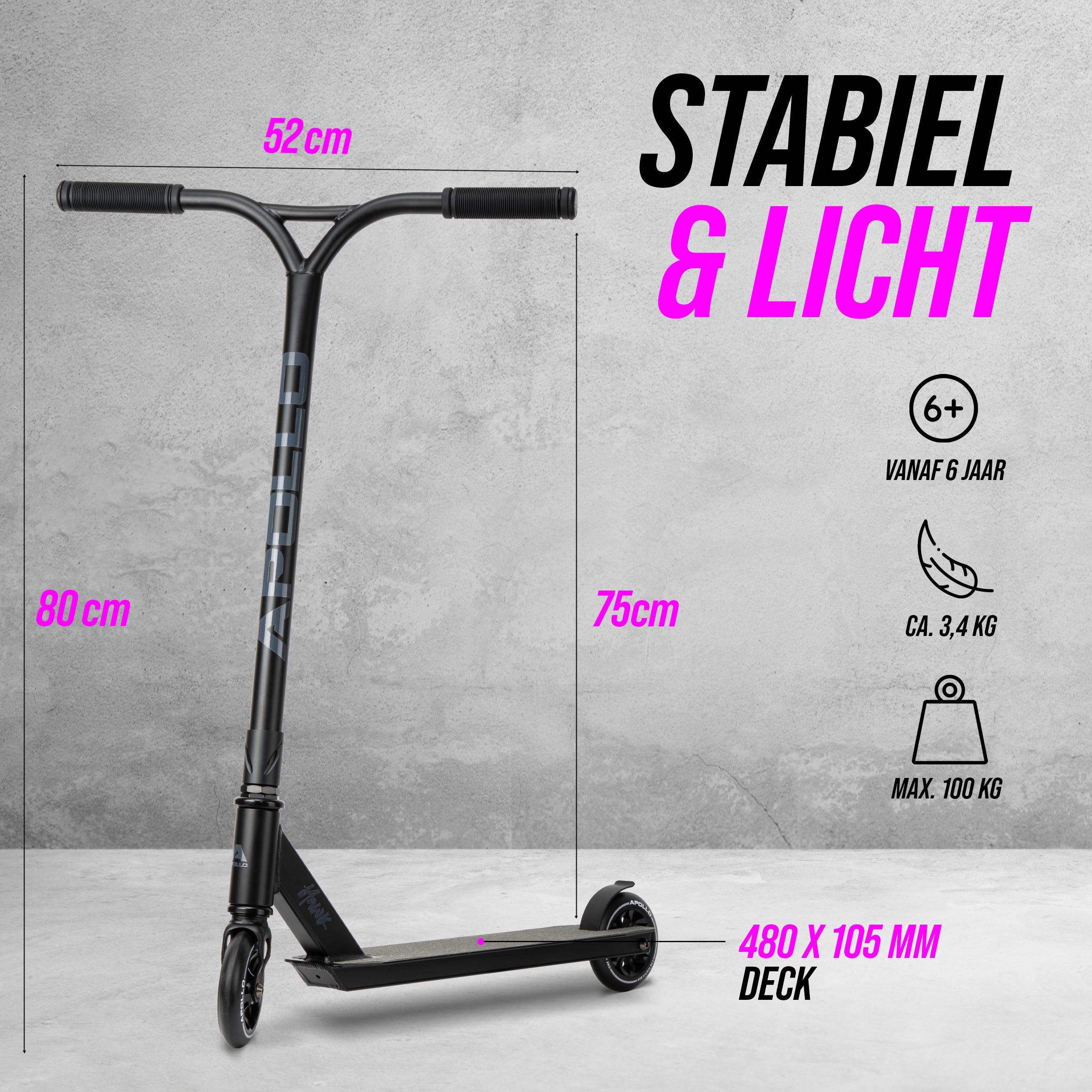 Apollo Apollo Stunt Step "Hawk" - Freestyle Kickstep Black