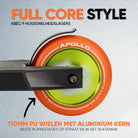 Apollo Stuntstep 'Eagle' - geanodiseerde professionele stuntstep met ABEC9 lagers Zwart Groen Oranje