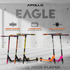 Apollo Stuntstep 'Eagle' - geanodiseerde professionele stuntstep met ABEC9 lagers Zwart Groen Oranje