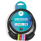Apollo Fietsslot met cijfers voor kinderen, 10x650 mm, scooterslot, cijferslot Zwart