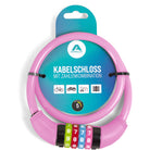 Apollo Fietsslot met cijfers voor kinderen, 10x650 mm, scooterslot, cijferslot Roze