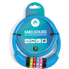 Apollo Fietsslot met cijfers voor kinderen, 10x650 mm, scooterslot, cijferslot Blauw