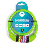 Apollo Fietsslot met cijfers voor kinderen, 10x650 mm, scooterslot, cijferslot Groen
