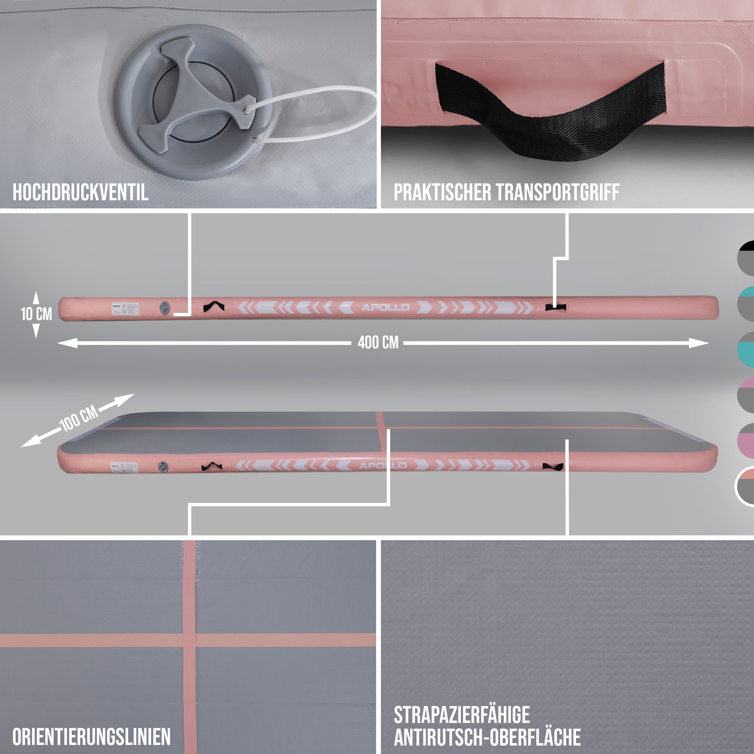 Apollo Air Mat Pro - Air Track Mat Peach 400x100x10