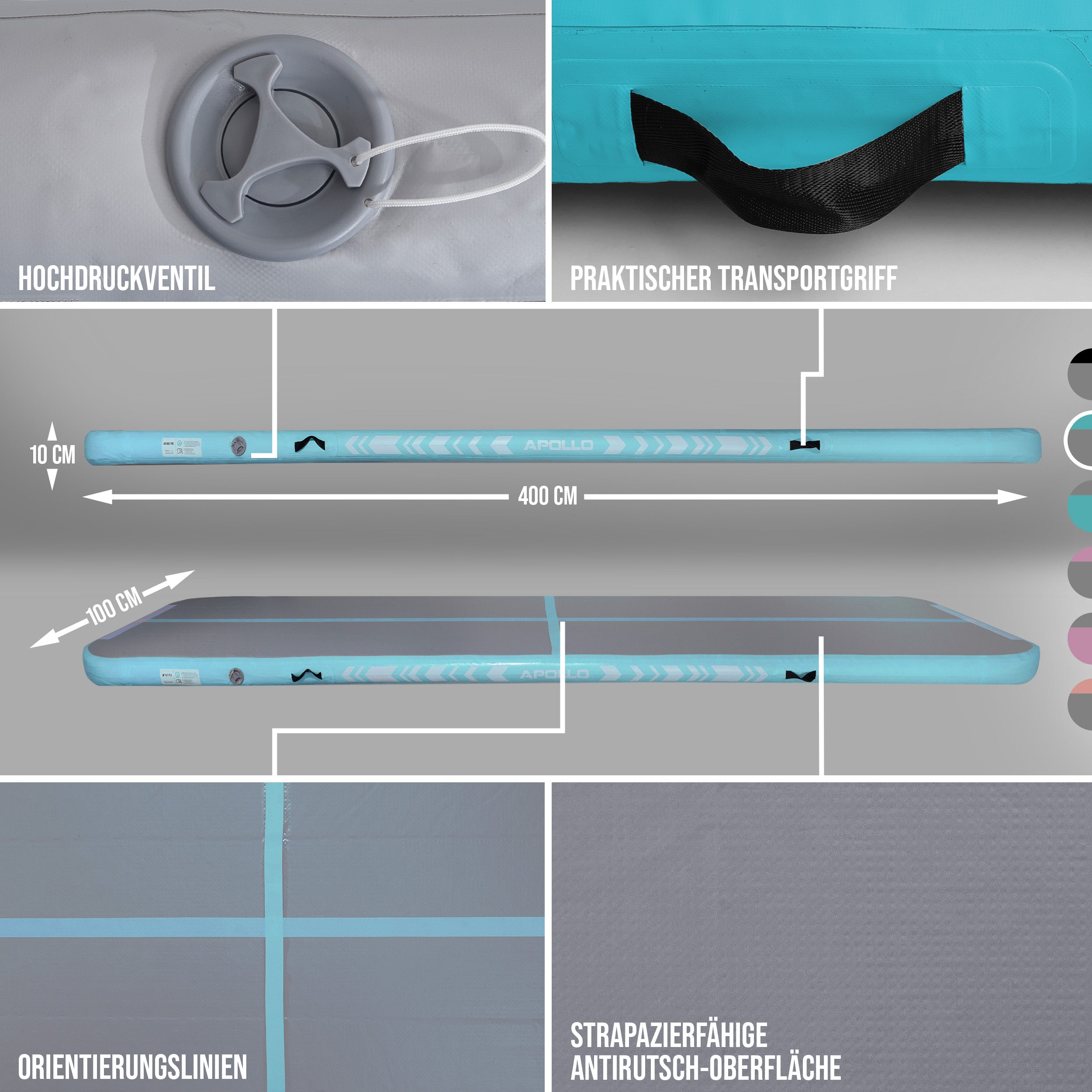 Apollo Air Mat Pro - Air Track Mat Mint 400x100x10