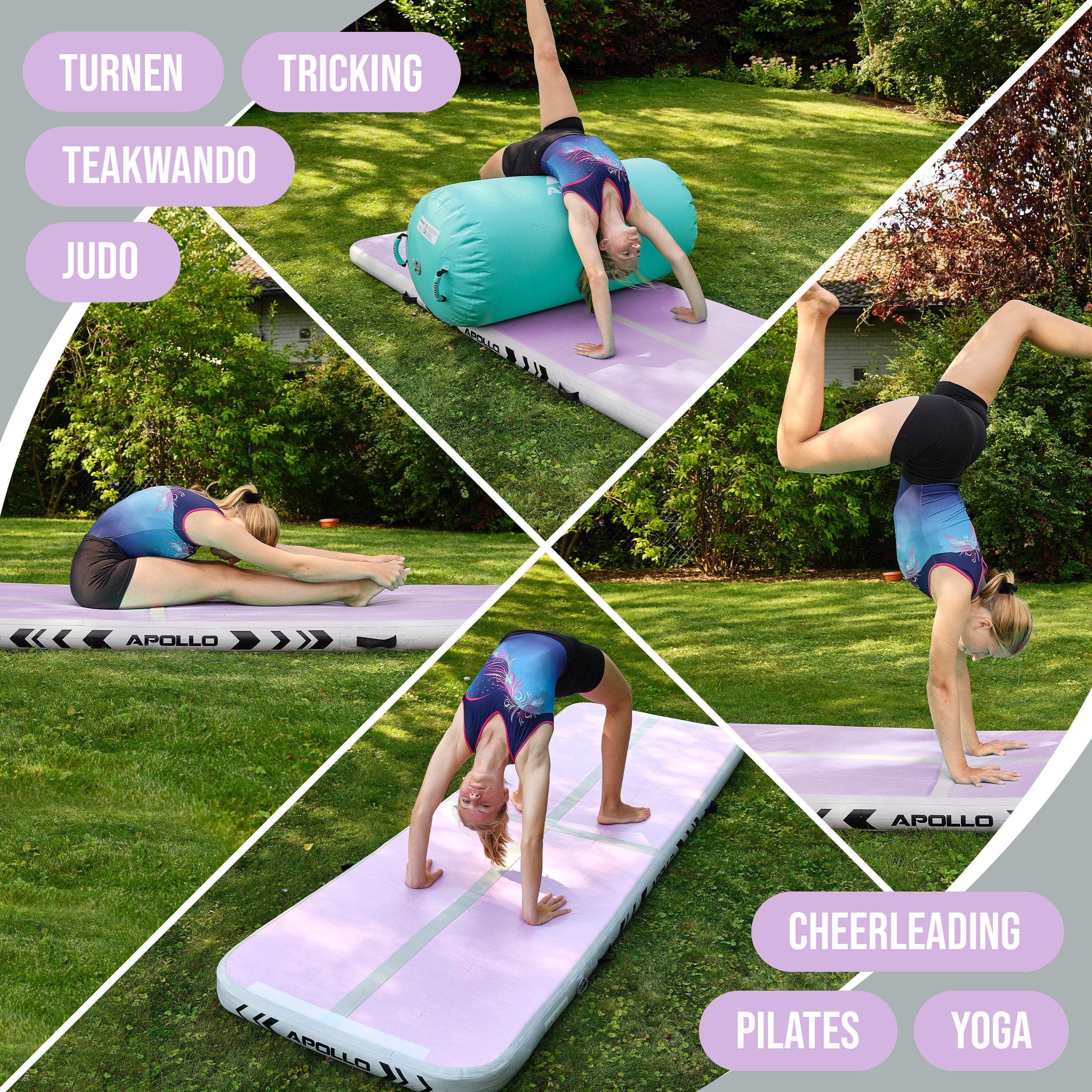 Apollo Air Mat Pro - Air Track Mat Pink - Full Color 400x100x10