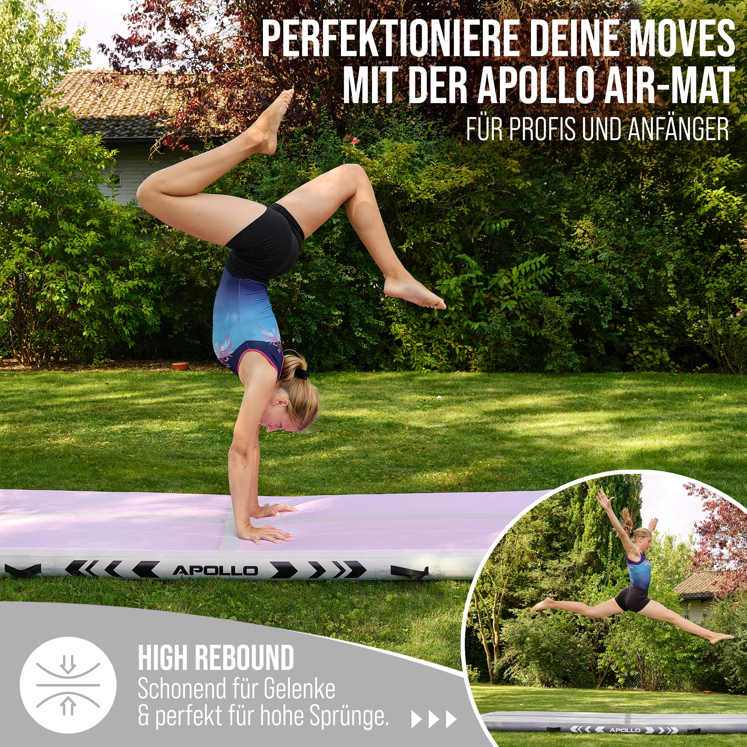 Apollo Air Mat Pro - Air Track Mat Pink - Full Color 400x100x10