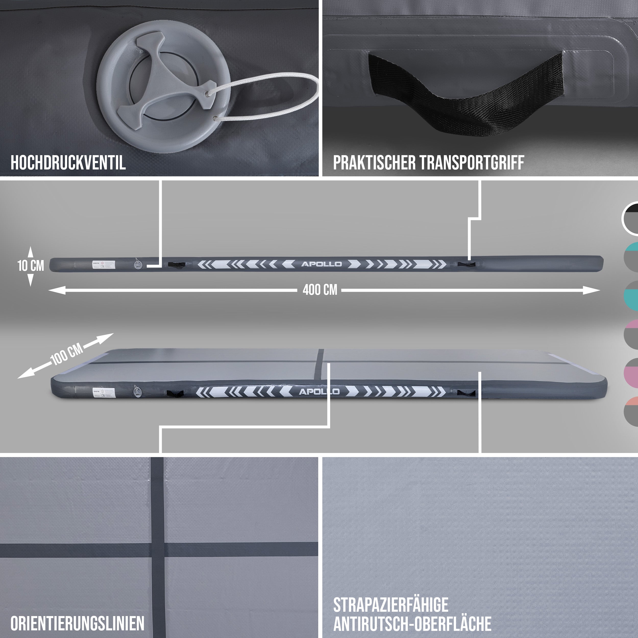 Apollo Air Mat Pro - Air Track Mat Grey 400x100x10