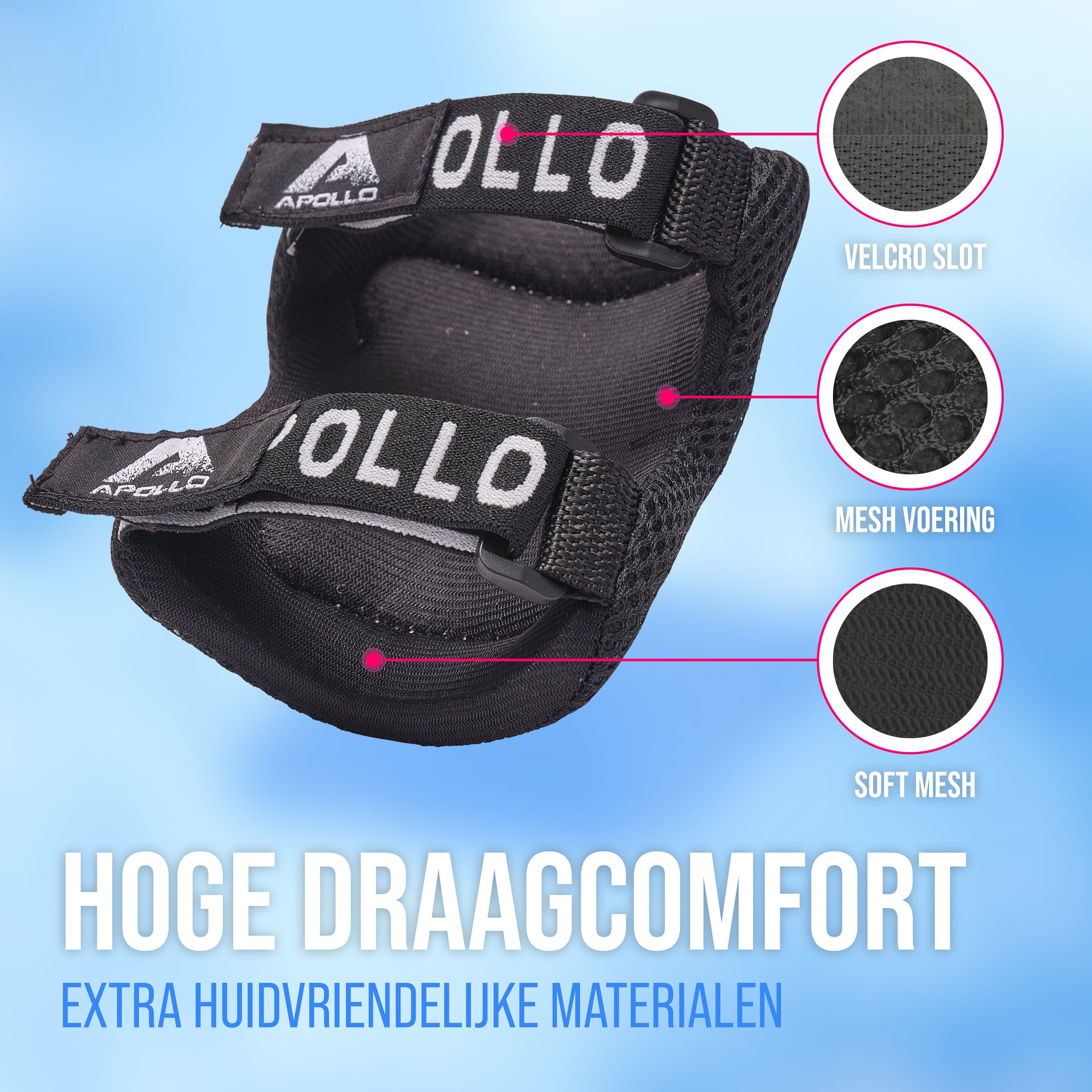Apollo Apollo Beschermerset voor Kinderen, knie- en elleboogbeschermers Black White