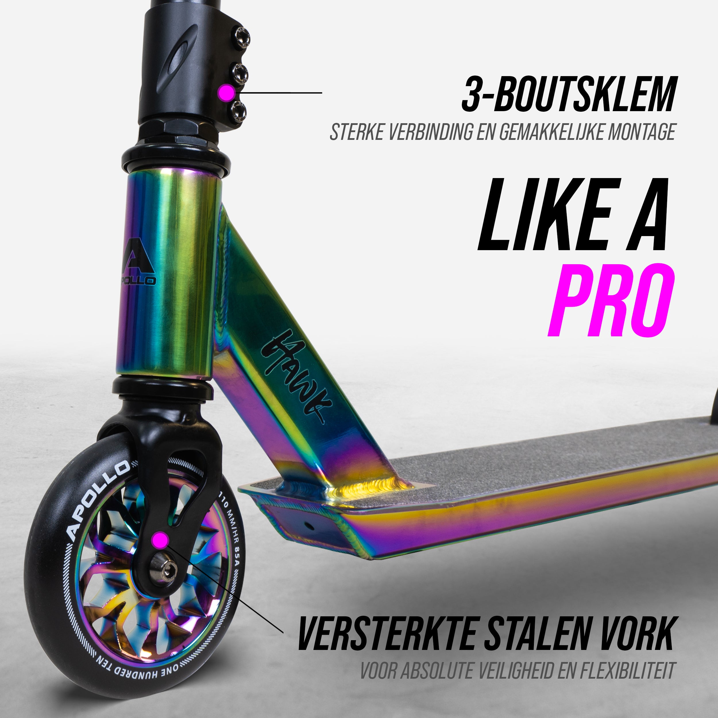 Apollo Apollo Stunt Step "Hawk" - Freestyle Kickstep Full-Rainbow