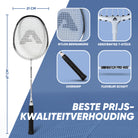 Apollo Badmintonset Match Pro 400 - Badmintonracket voor kinderen en volwassenen Wit Zwart