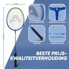 Apollo Badmintonset Match Pro 400 - Badmintonracket voor kinderen en volwassenen Blauw Groen