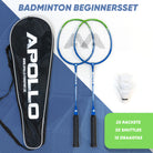 Apollo Badmintonset Match Pro 400 - Badmintonracket voor kinderen en volwassenen Blauw Groen