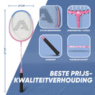 Apollo Badmintonset Match Pro 400 - Badmintonracket voor kinderen en volwassenen Blauw Roze