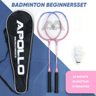 Apollo Badmintonset Match Pro 400 - Badmintonracket voor kinderen en volwassenen Blauw Roze
