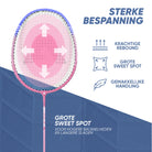 Apollo Badmintonset Match Pro 400 - Badmintonracket voor kinderen en volwassenen Blauw Roze