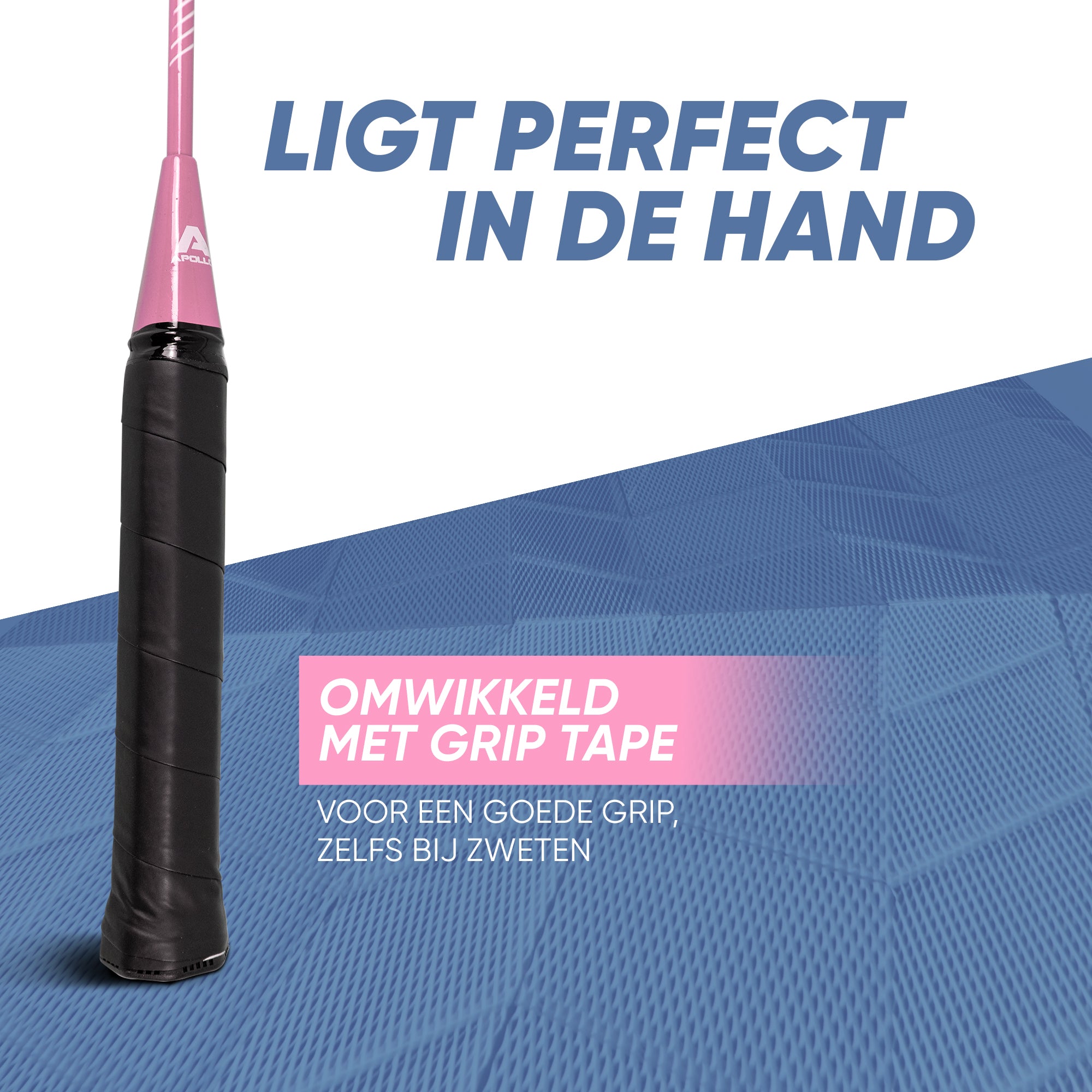 Apollo Badmintonset Match Pro 400 - Badmintonracket voor kinderen en volwassenen Blauw Roze