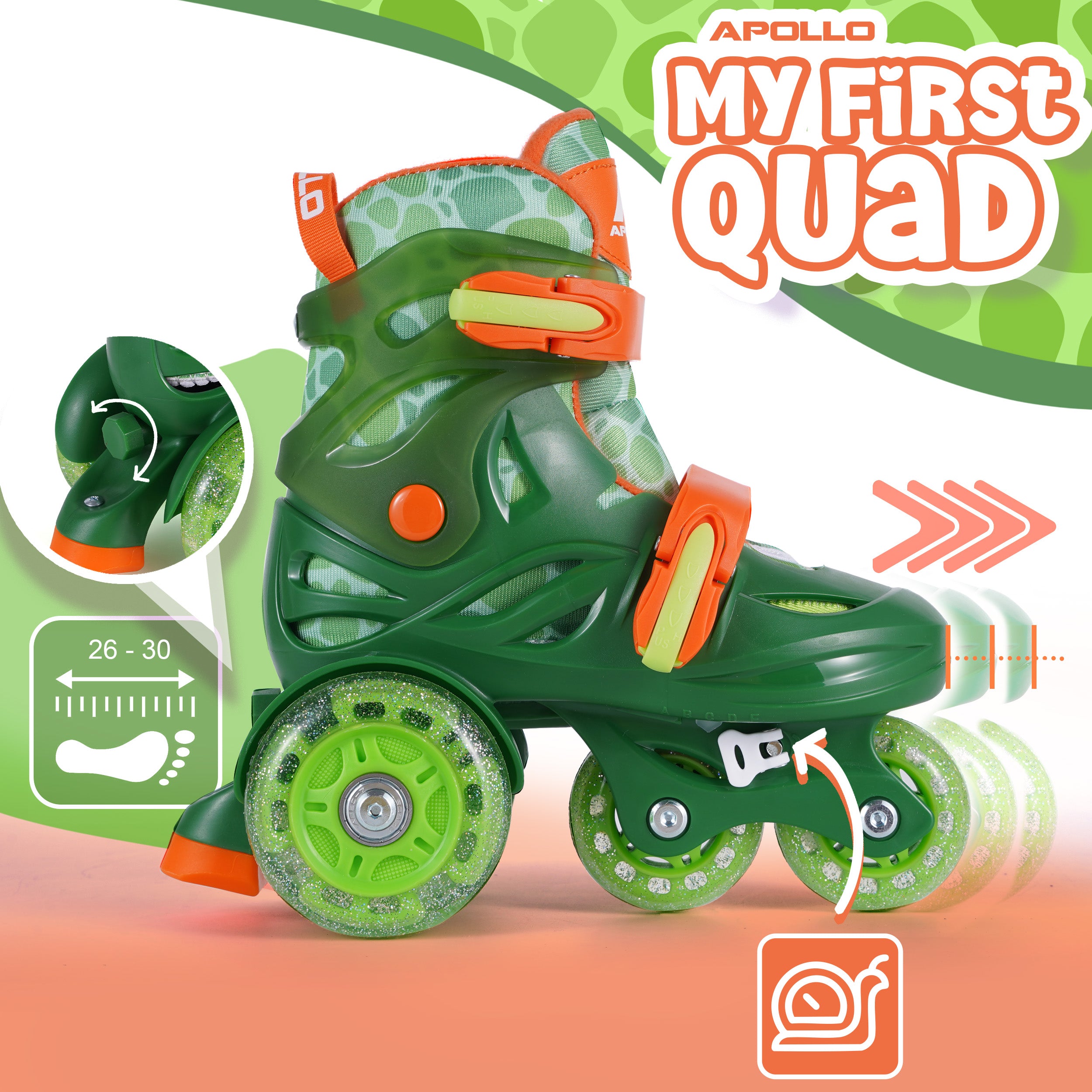 Apollo Funsport NL Apollo Kids My 1st skates verstelbaar, verstelbare rolschaatsen voor kinderen, maat 26-30 Groen
