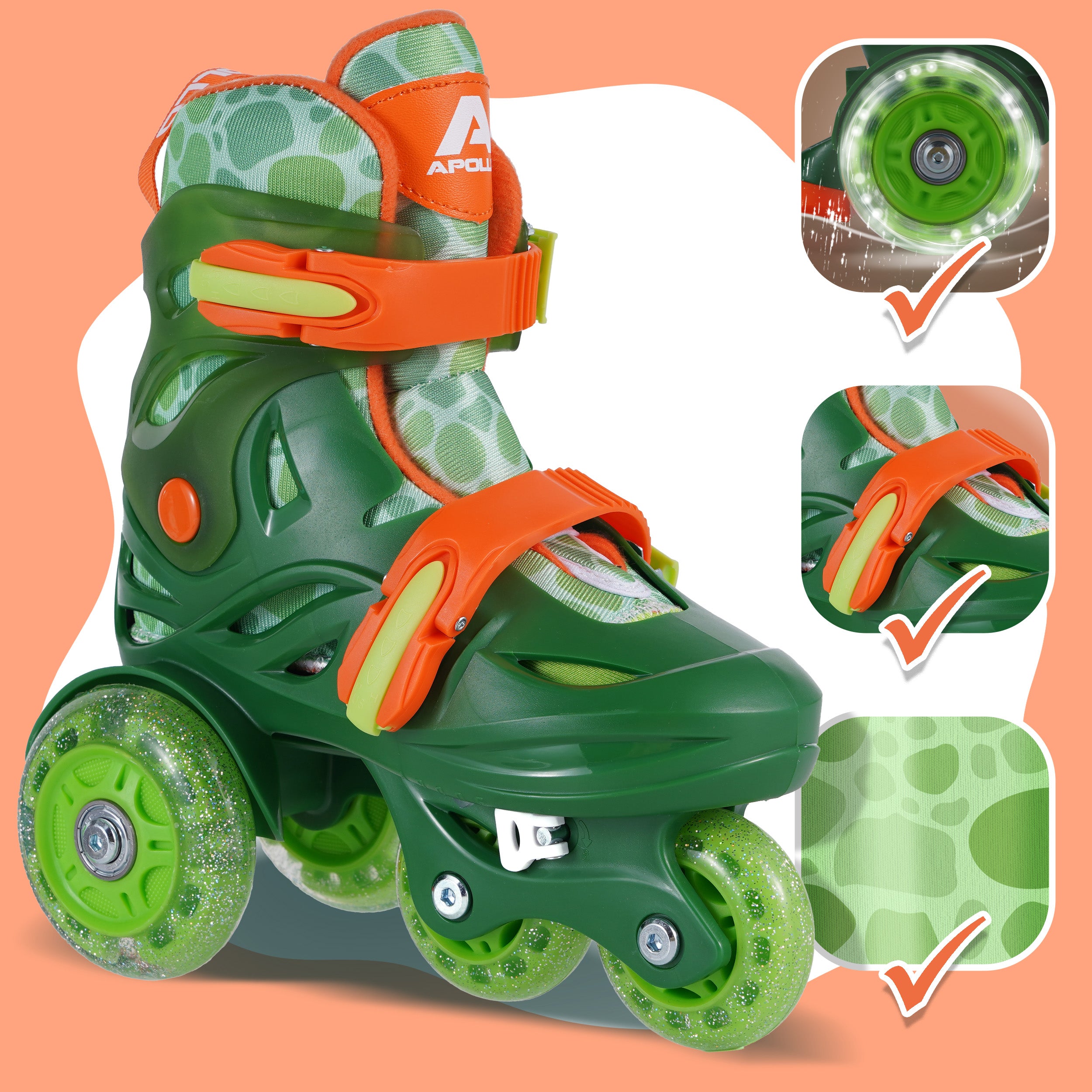 Apollo Funsport NL Apollo Kids My 1st skates verstelbaar, verstelbare rolschaatsen voor kinderen, maat 26-30 Groen