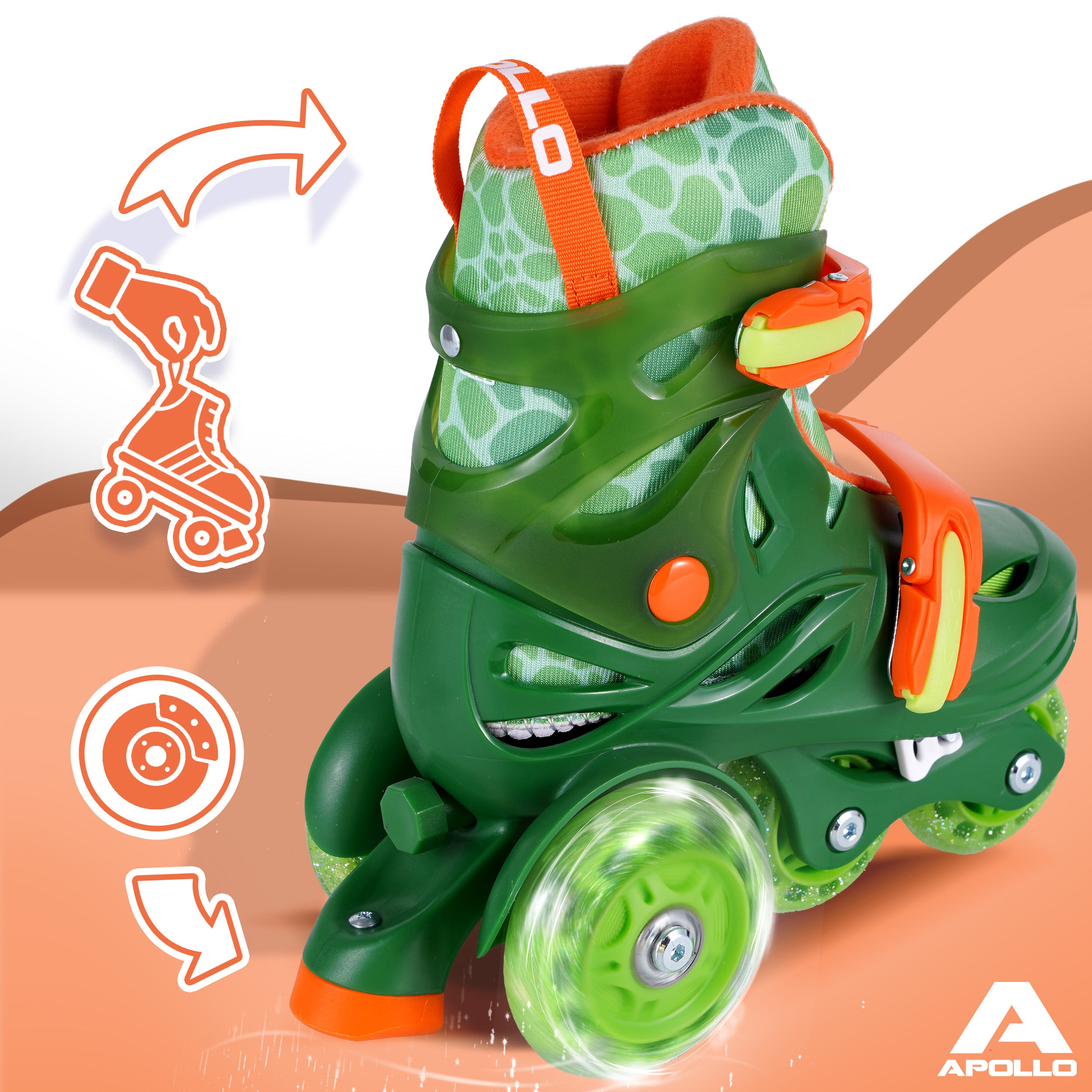 Apollo Funsport NL Apollo Kids My 1st skates verstelbaar, verstelbare rolschaatsen voor kinderen, maat 26-30 Groen