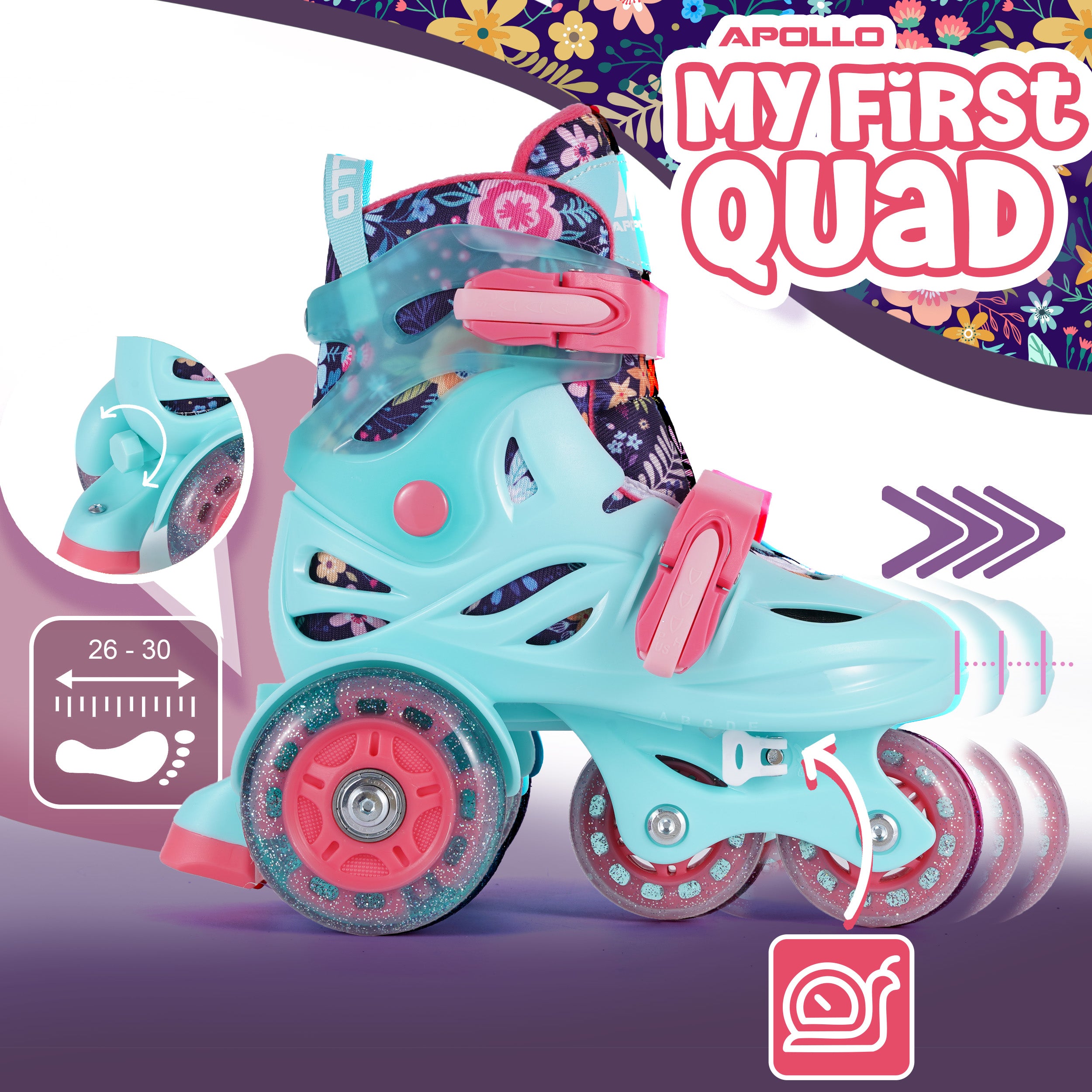 Apollo Funsport NL Apollo Kids My 1st skates verstelbaar, verstelbare rolschaatsen voor kinderen, maat 26-30 Mint