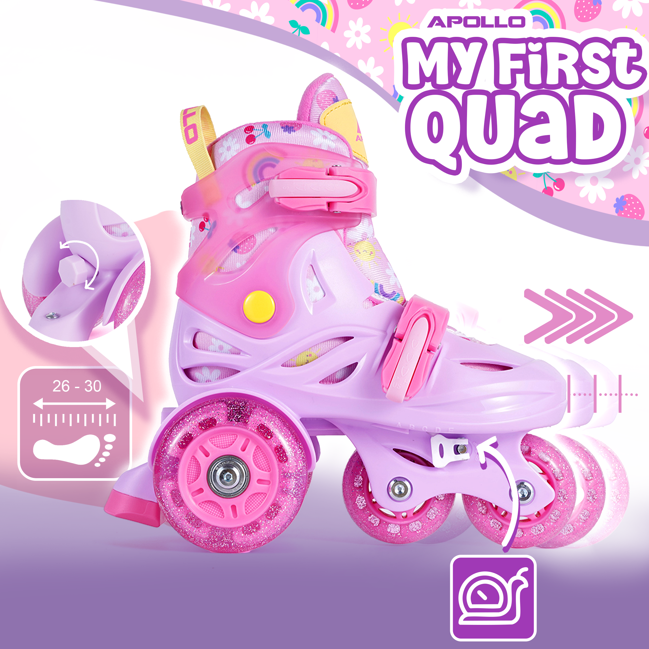 Apollo Funsport NL Apollo Kids My 1st skates verstelbaar, verstelbare rolschaatsen voor kinderen, maat 26-30 Roze