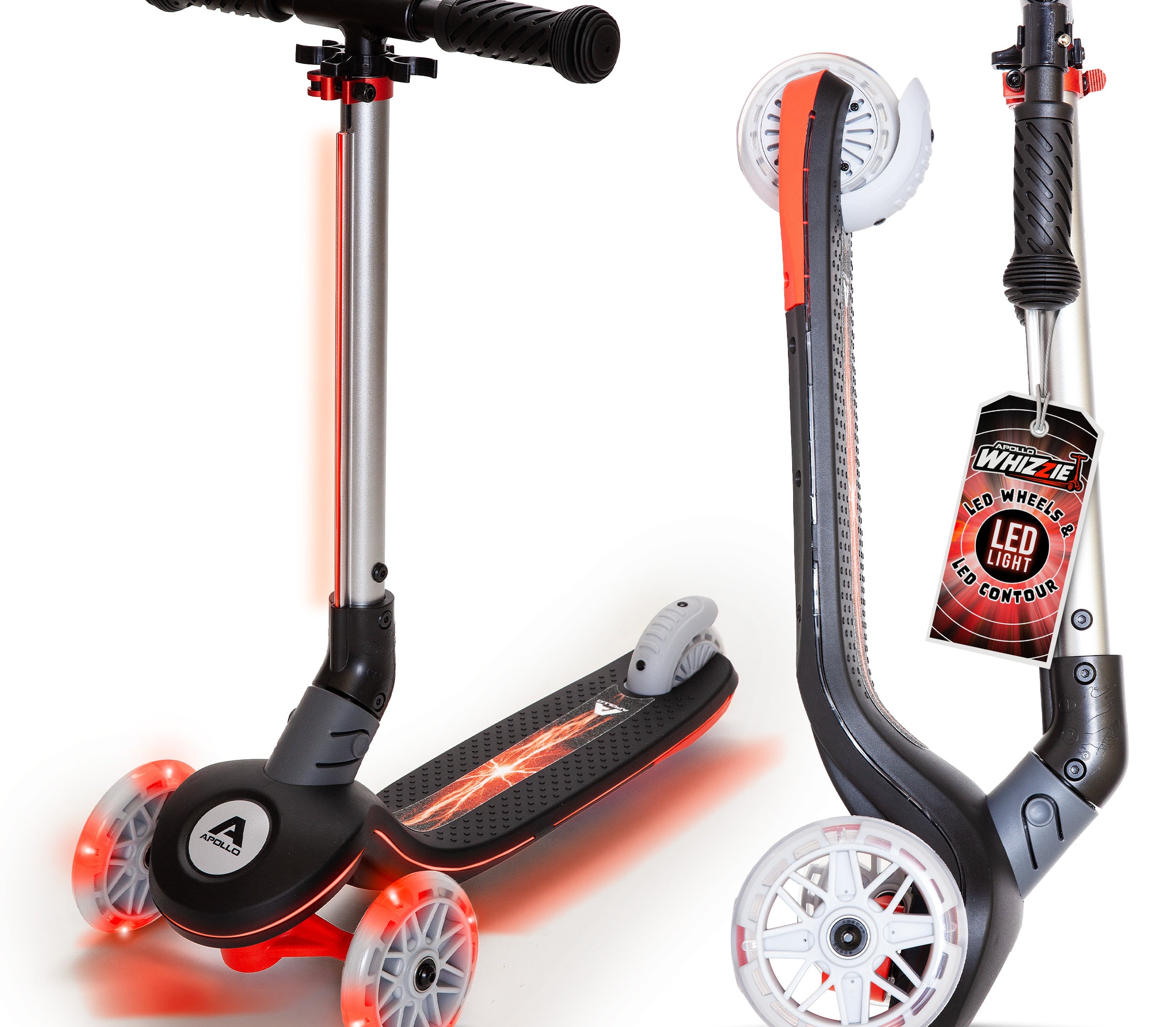 Apollo Funsport Nederland Apollo Whizzie LED kinderstep, opvouwbare kinderstep Zwarte Vlam