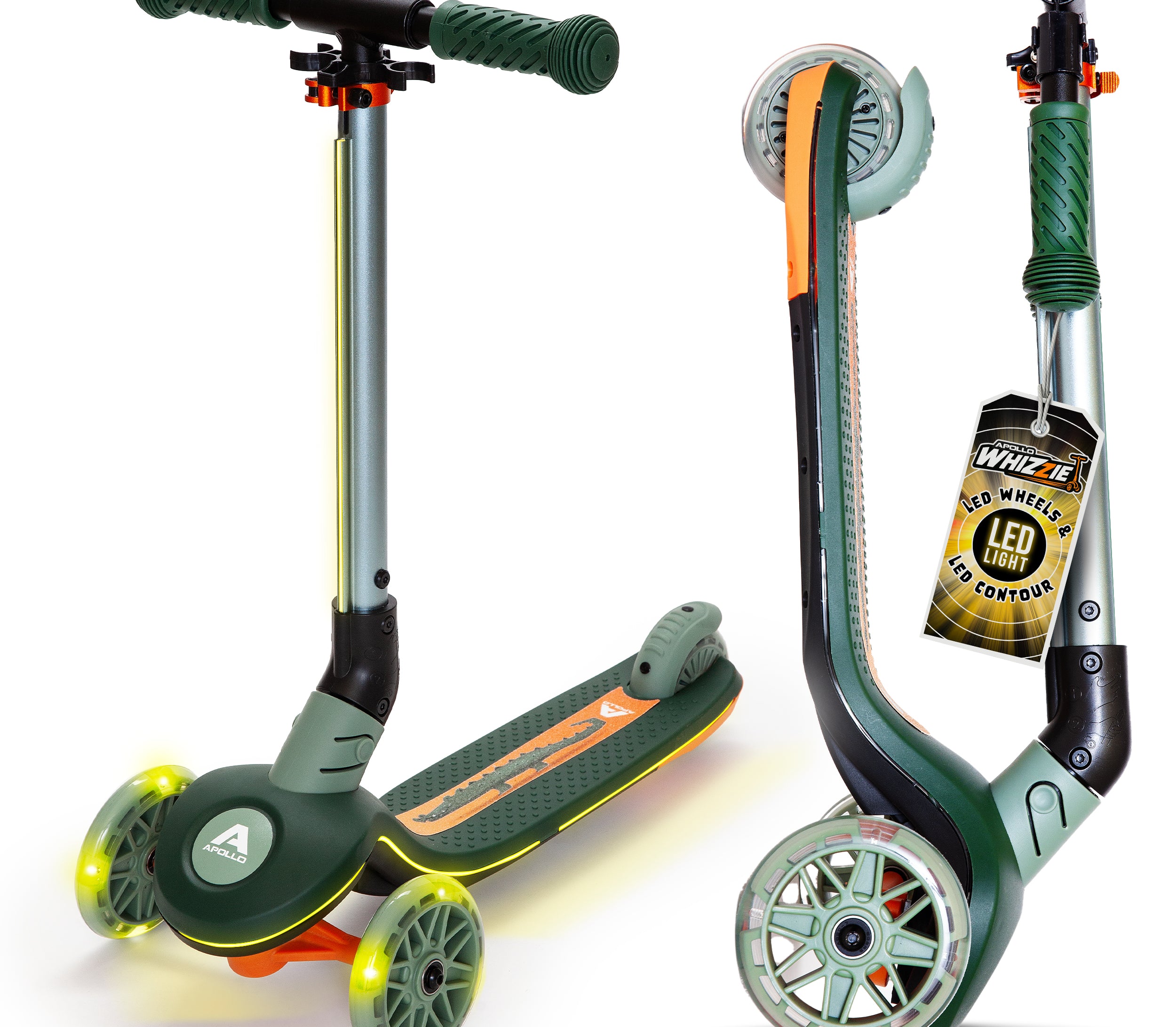 Apollo Funsport Nederland Apollo Whizzie LED kinderstep, opvouwbare kinderstep Croco