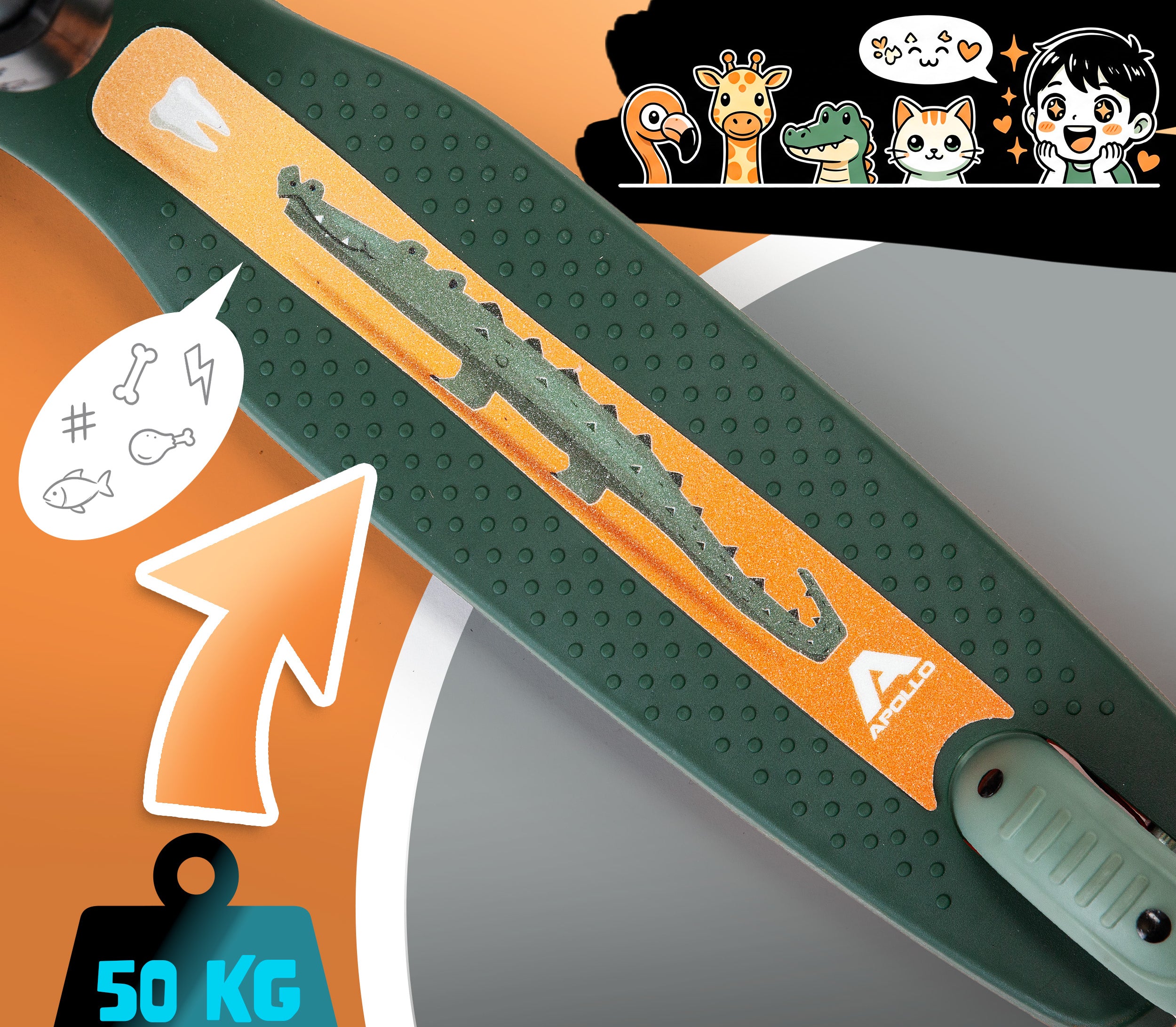 Apollo Funsport Nederland Apollo Whizzie LED kinderstep, opvouwbare kinderstep Croco