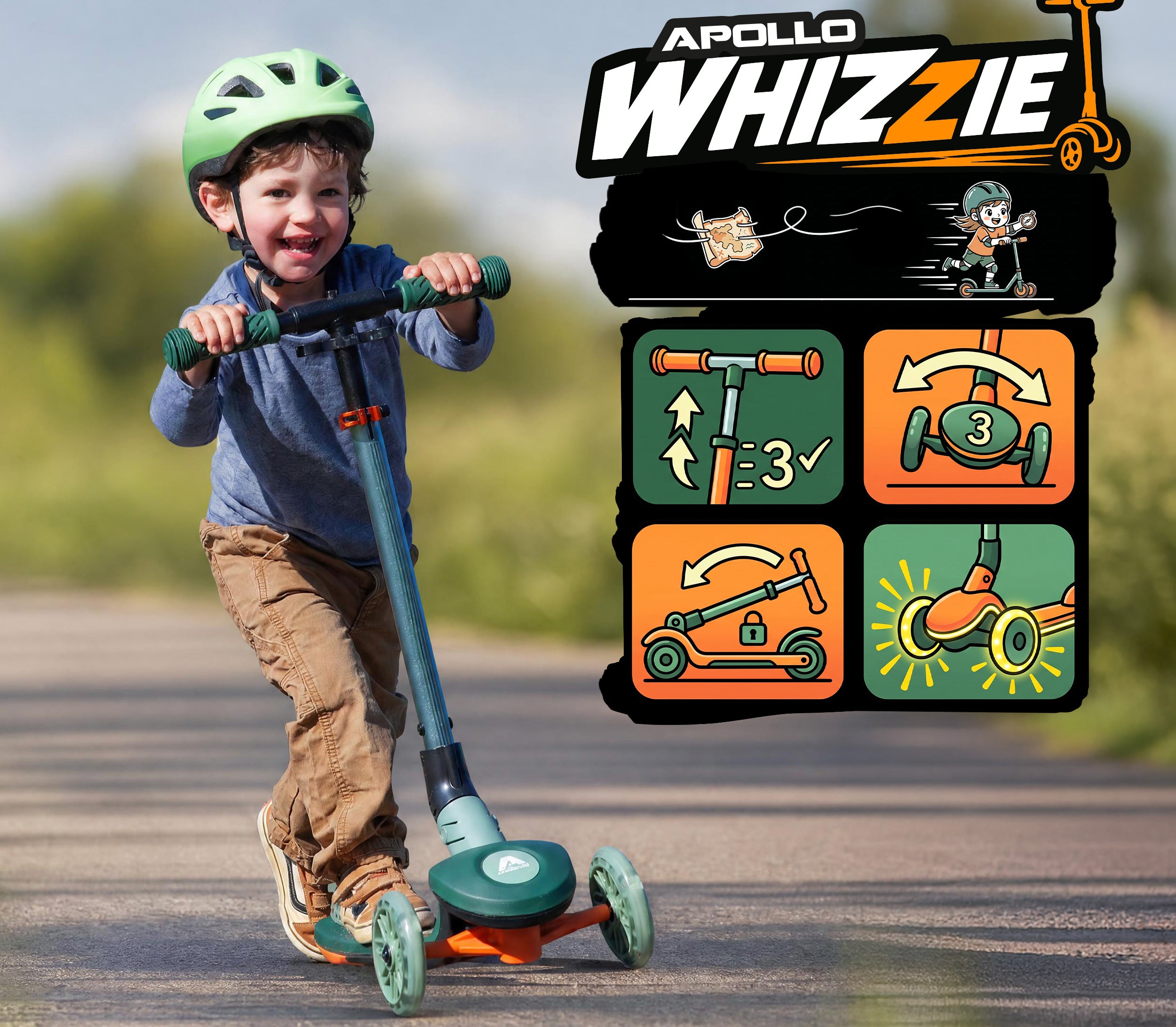 Apollo Funsport Nederland Apollo Whizzie LED kinderstep, opvouwbare kinderstep Croco